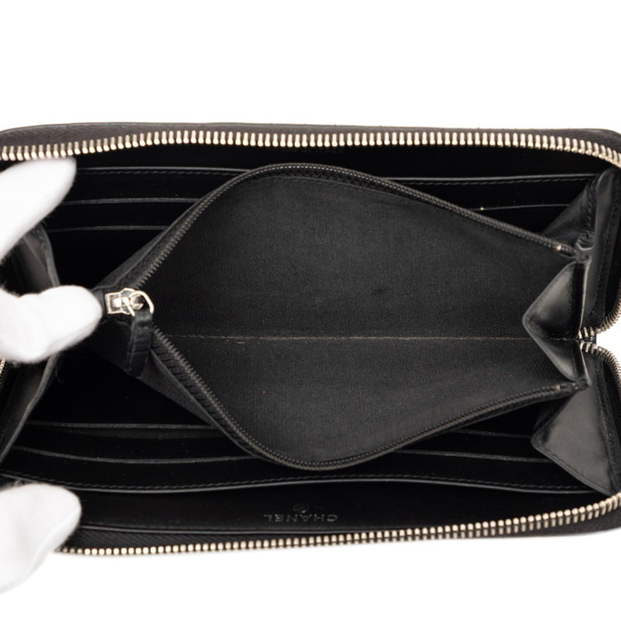 Chanel Chanel Coco Mark Round Zipper Long Wallet, Black Patent Leather, Women's CHANEL Size ONE SIZE - 5 Thumbnail