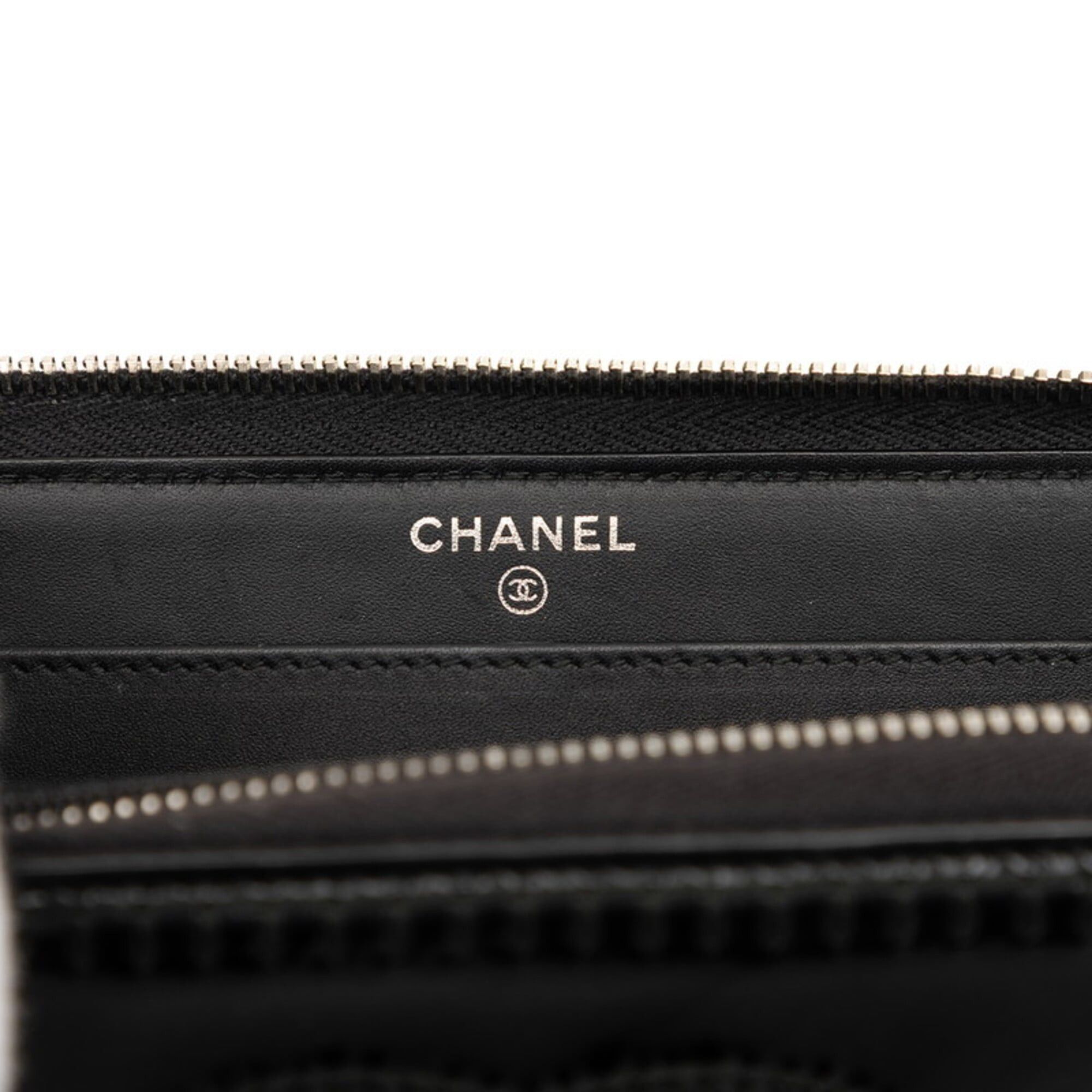 Chanel Chanel Coco Mark Round Zipper Long Wallet, Black Patent Leather, Women's CHANEL Size ONE SIZE - 6 Thumbnail