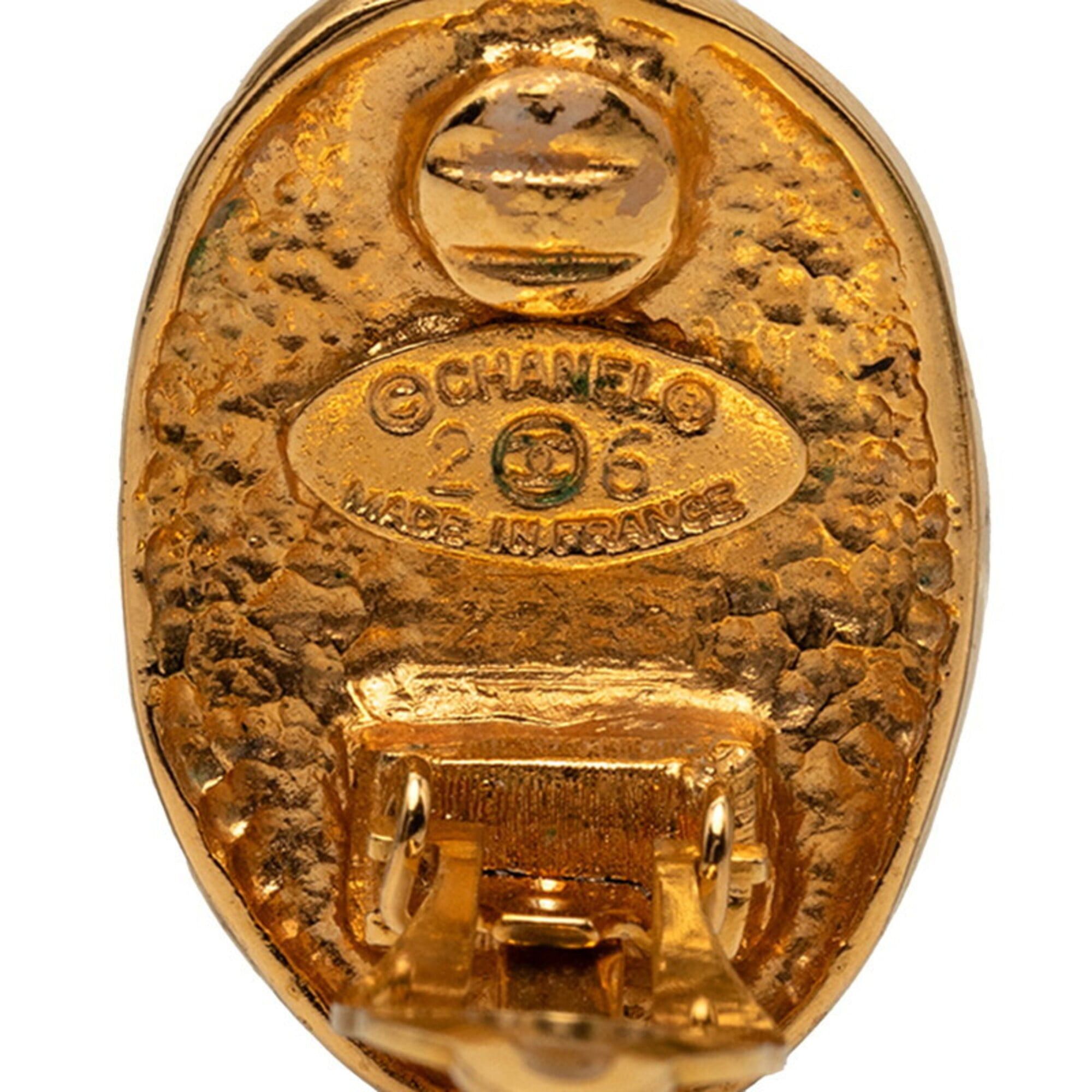 Chanel Chanel Coco Mark Vintage Oval Earrings, Size 26, Gold Plated, Women's CHANEL Size ONE SIZE - 3 Thumbnail