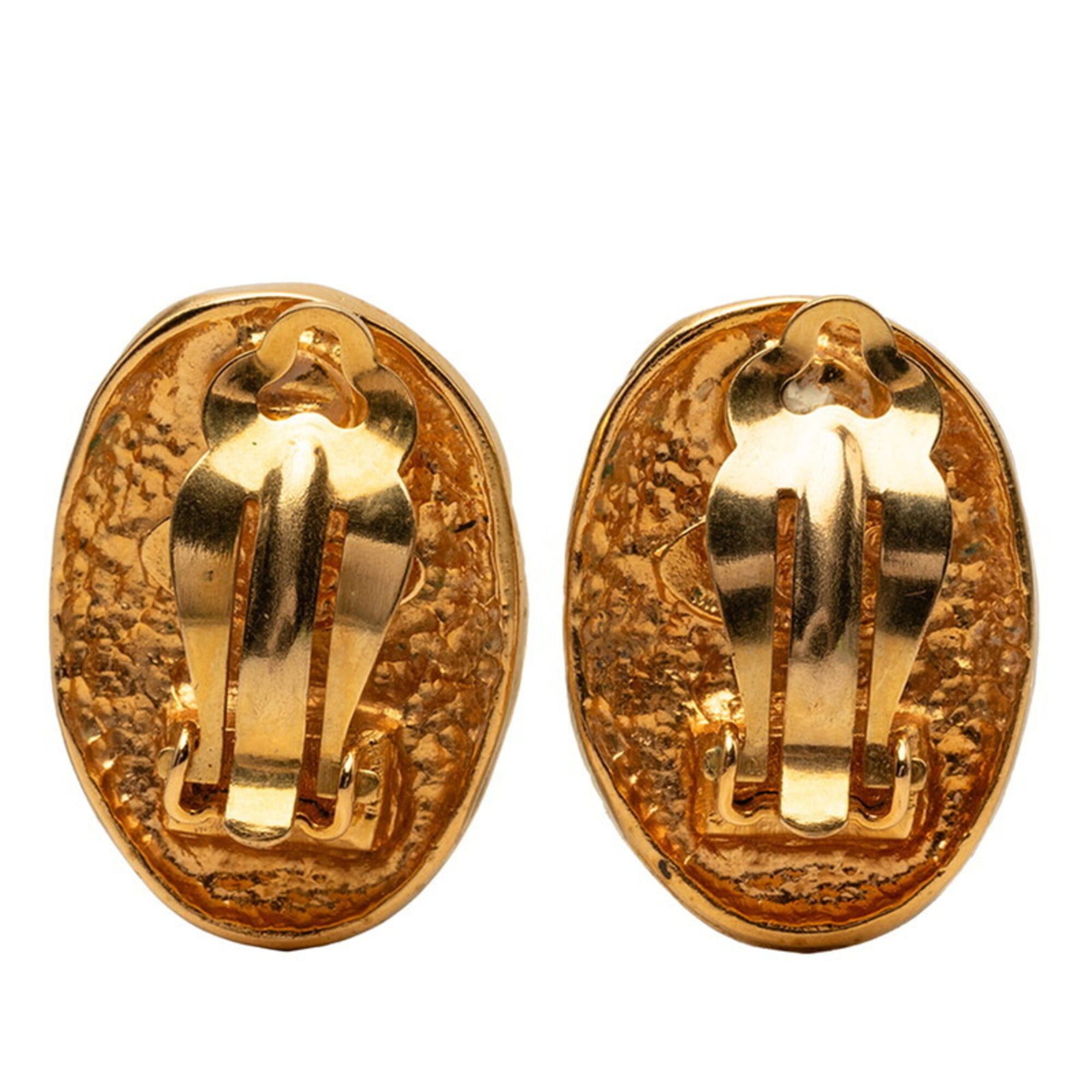 Chanel Chanel Coco Mark Vintage Oval Earrings, Size 26, Gold Plated, Women's CHANEL Size ONE SIZE - 2 Thumbnail