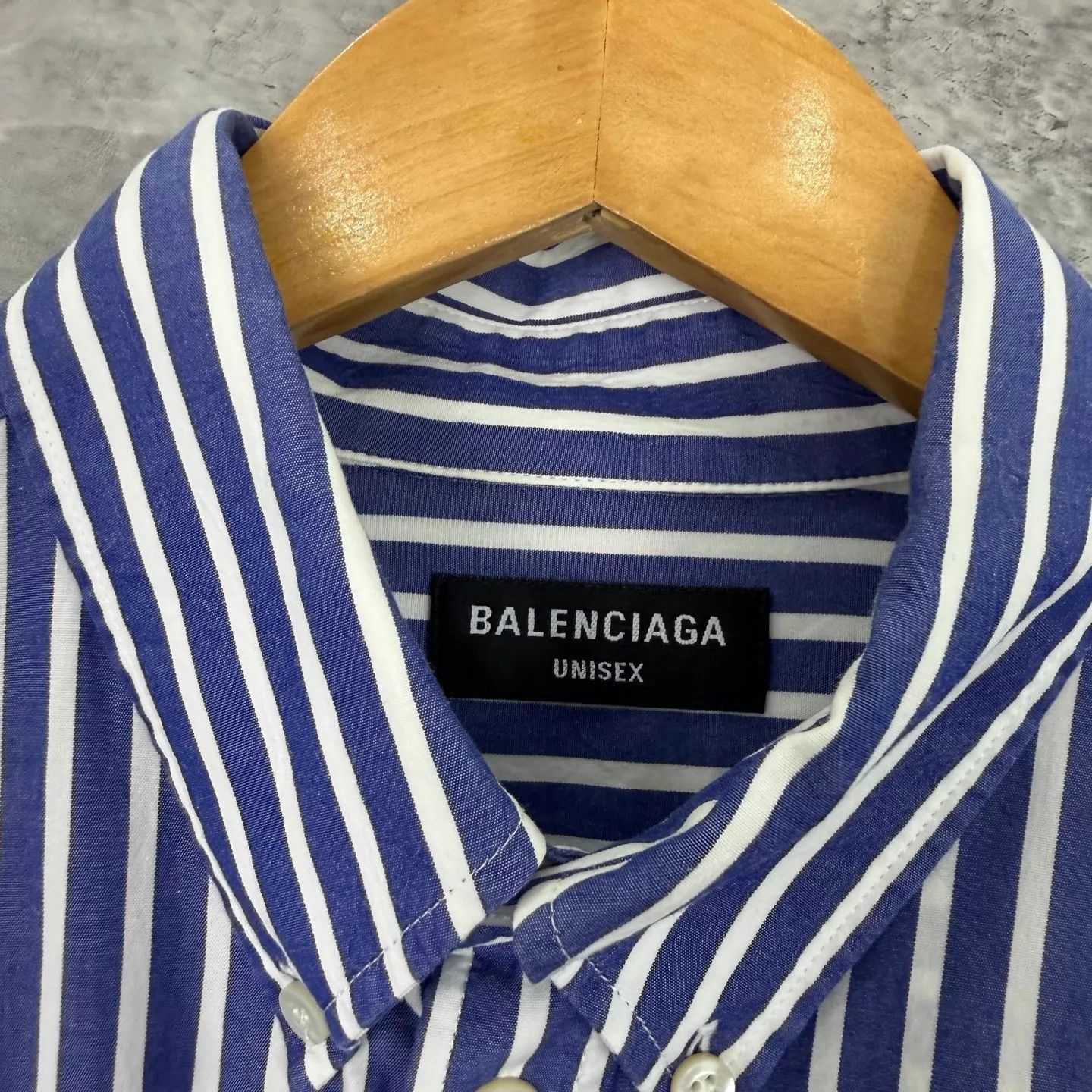Balenciaga Blue Striped Short Sleeve Button-Up Shirt XS Size US XS / EU 42 / 0 - 5 Thumbnail