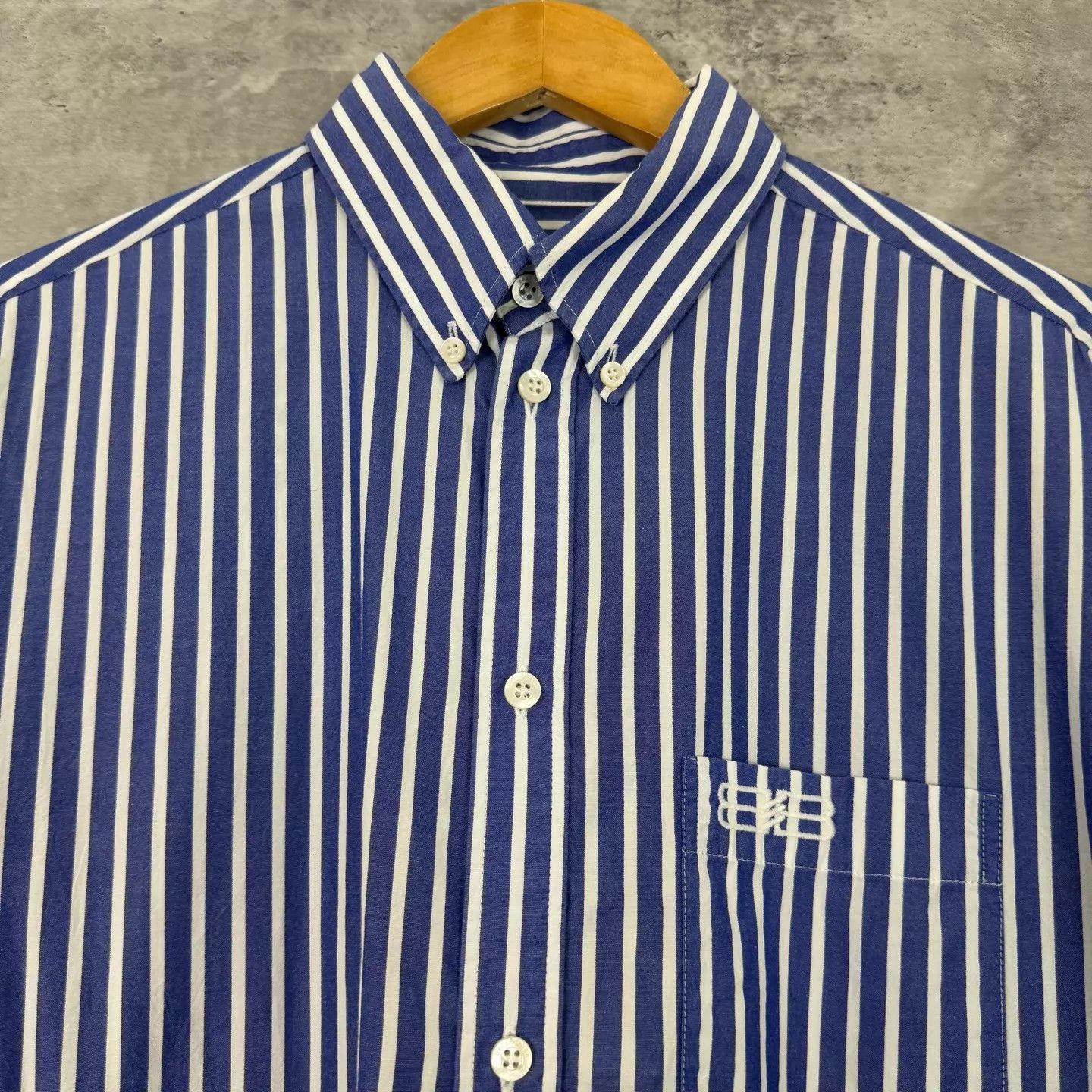 Balenciaga Blue Striped Short Sleeve Button-Up Shirt XS Size US XS / EU 42 / 0 - 3 Thumbnail