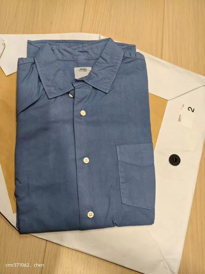 Visvim Blue Short Sleeve Shirt with 'Yokoso' Back Print Size US M / EU 48-50 / 2 - 3 Thumbnail
