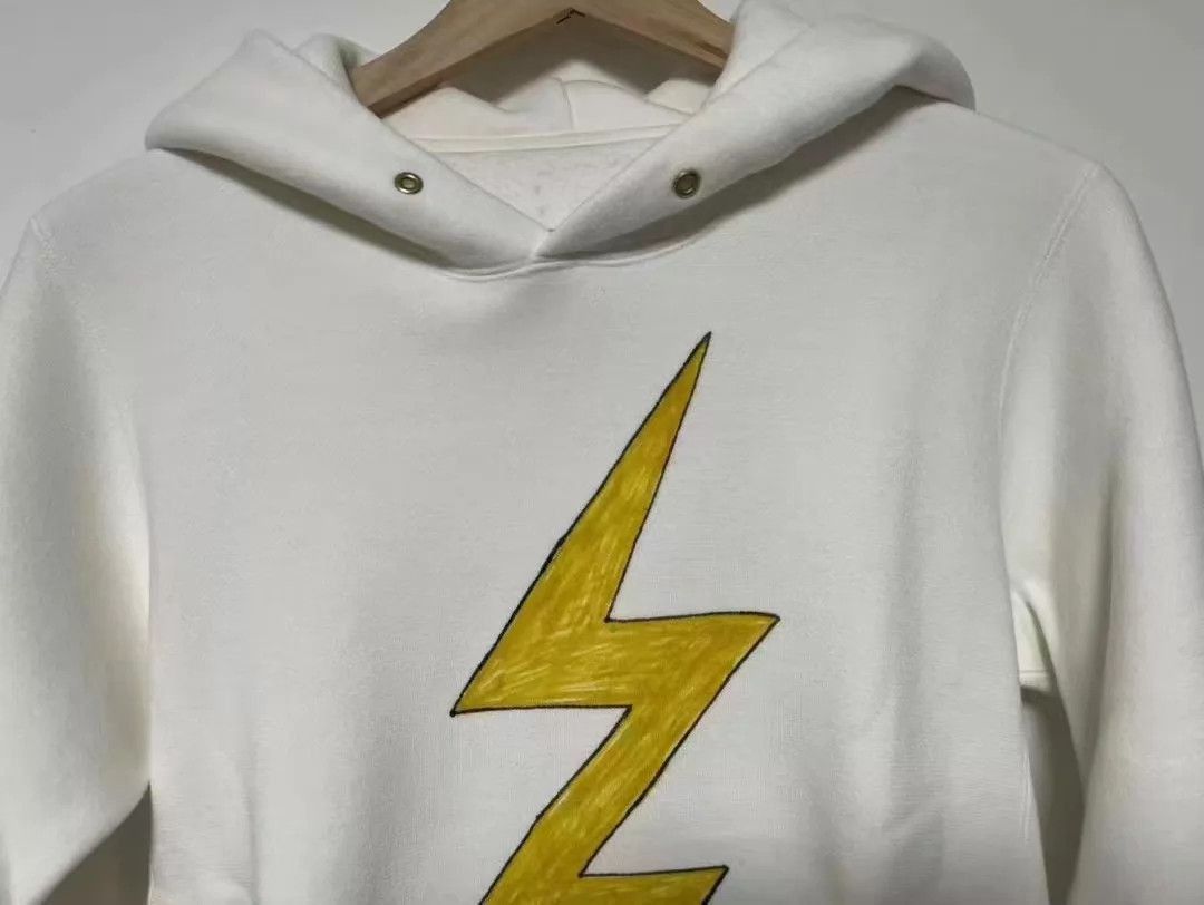 Visvim White Hoodie with Yellow Lightning Bolt and FREE Print Size US M / EU 48-50 / 2 - 2 Thumbnail