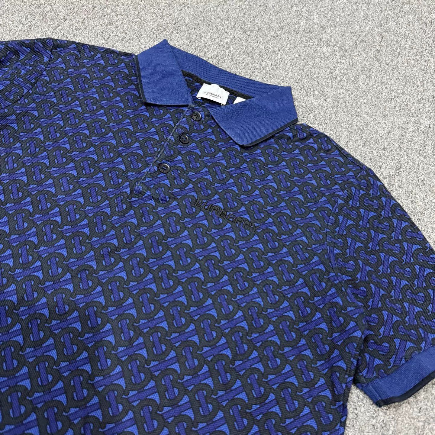 Burberry Blue Patterned Short-Sleeve Polo Shirt Size US M / EU 48-50 / 2 - 3 Thumbnail