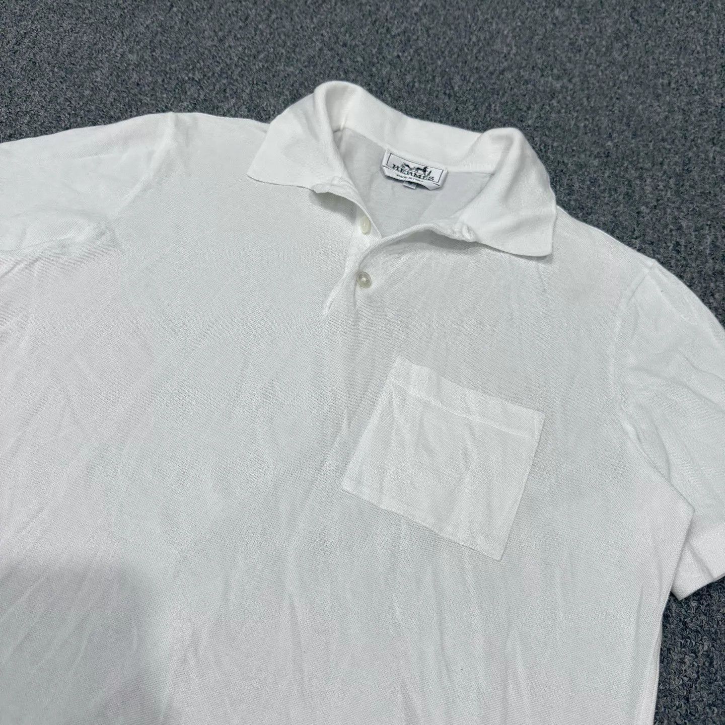 Hermes White Short-Sleeve Polo Shirt with Chest Pocket Size US M / EU 48-50 / 2 - 3 Thumbnail