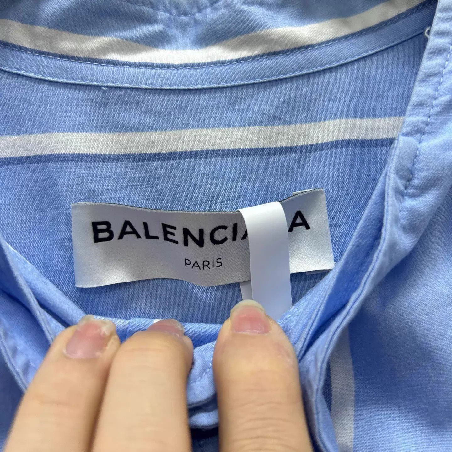 Balenciaga Blue Striped Long Sleeve Button-Up Shirt Size US XXS / EU 40 - 3 Thumbnail