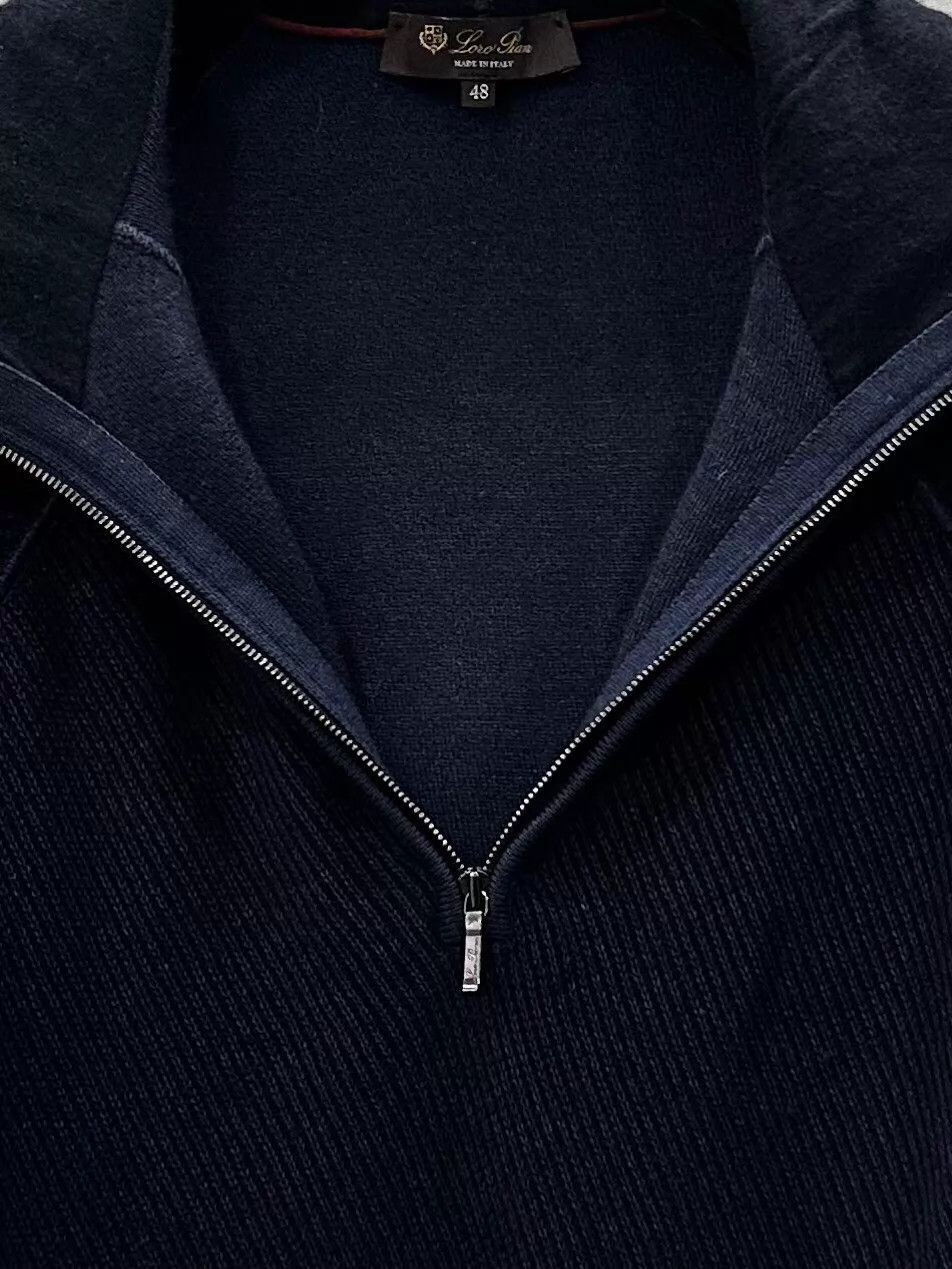 Loro Piana Blue Zip-Up Hoodie with Kangaroo Pocket Size US M / EU 48-50 / 2 - 3 Thumbnail