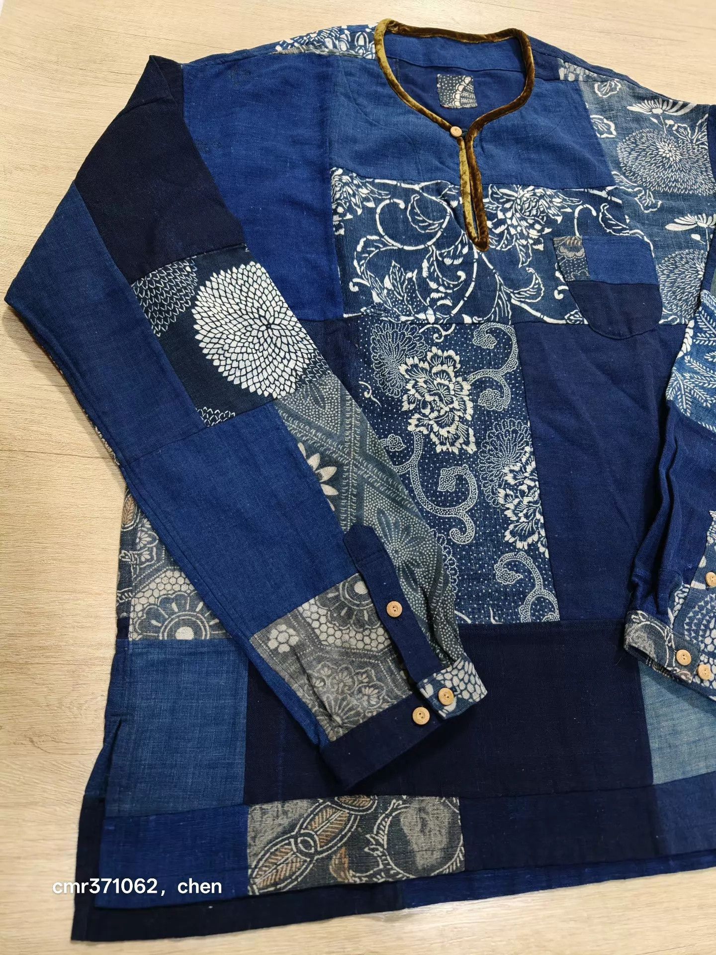 Visvim Blue Patchwork Long-Sleeve Shirt XL Size US XL / EU 56 / 4 - 3 Thumbnail