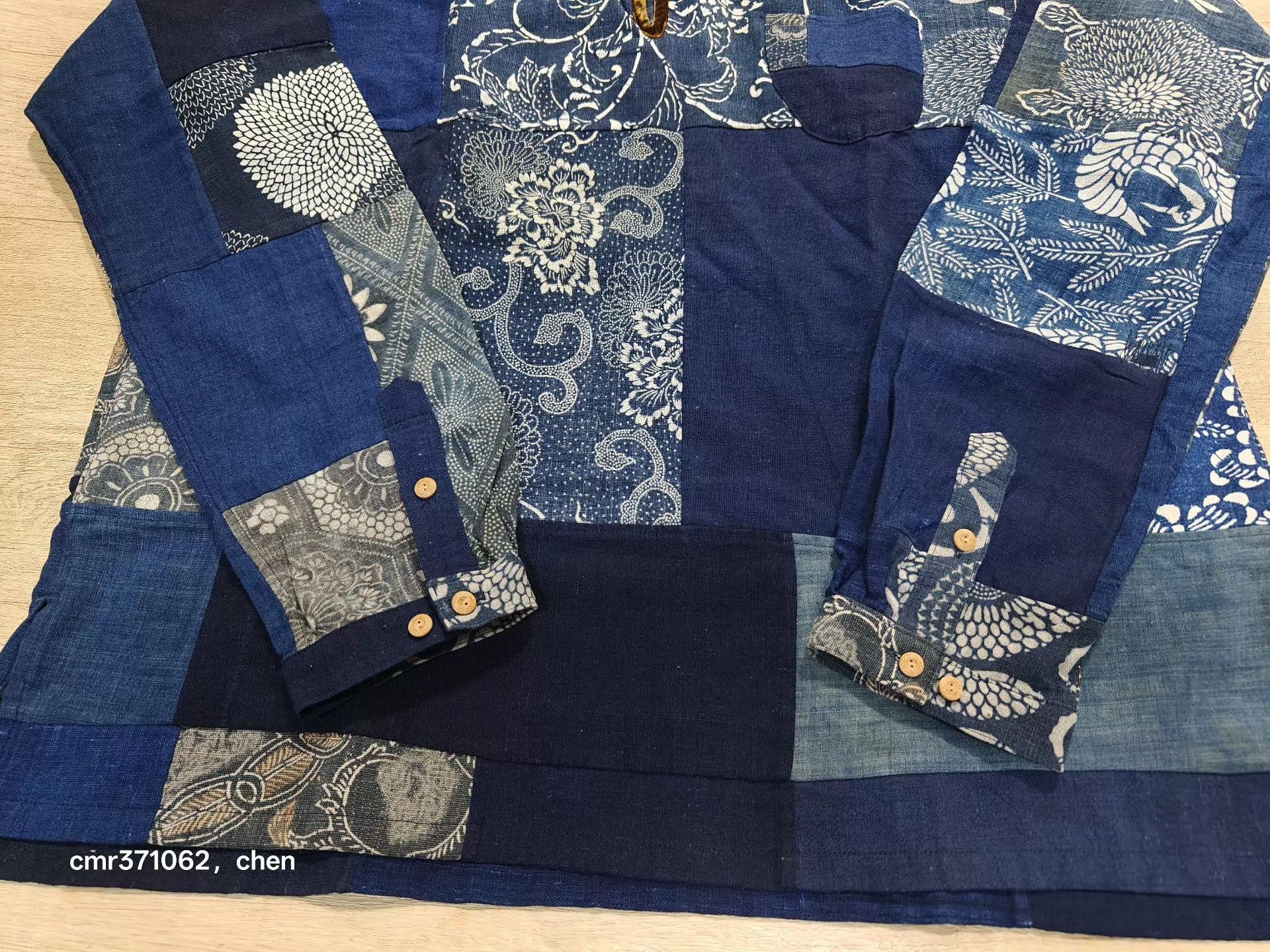 Visvim Blue Patchwork Long-Sleeve Shirt XL Size US XL / EU 56 / 4 - 5 Thumbnail