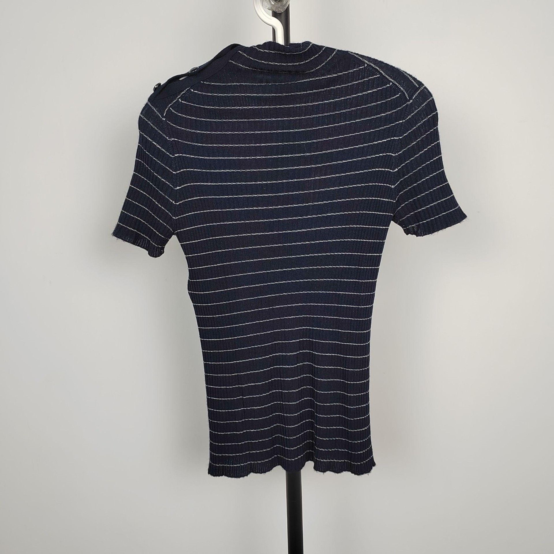 Dior Dior Dark Blue Striped Bee Logo Knit Top Size S / US 4 / IT 40 - 2 Thumbnail