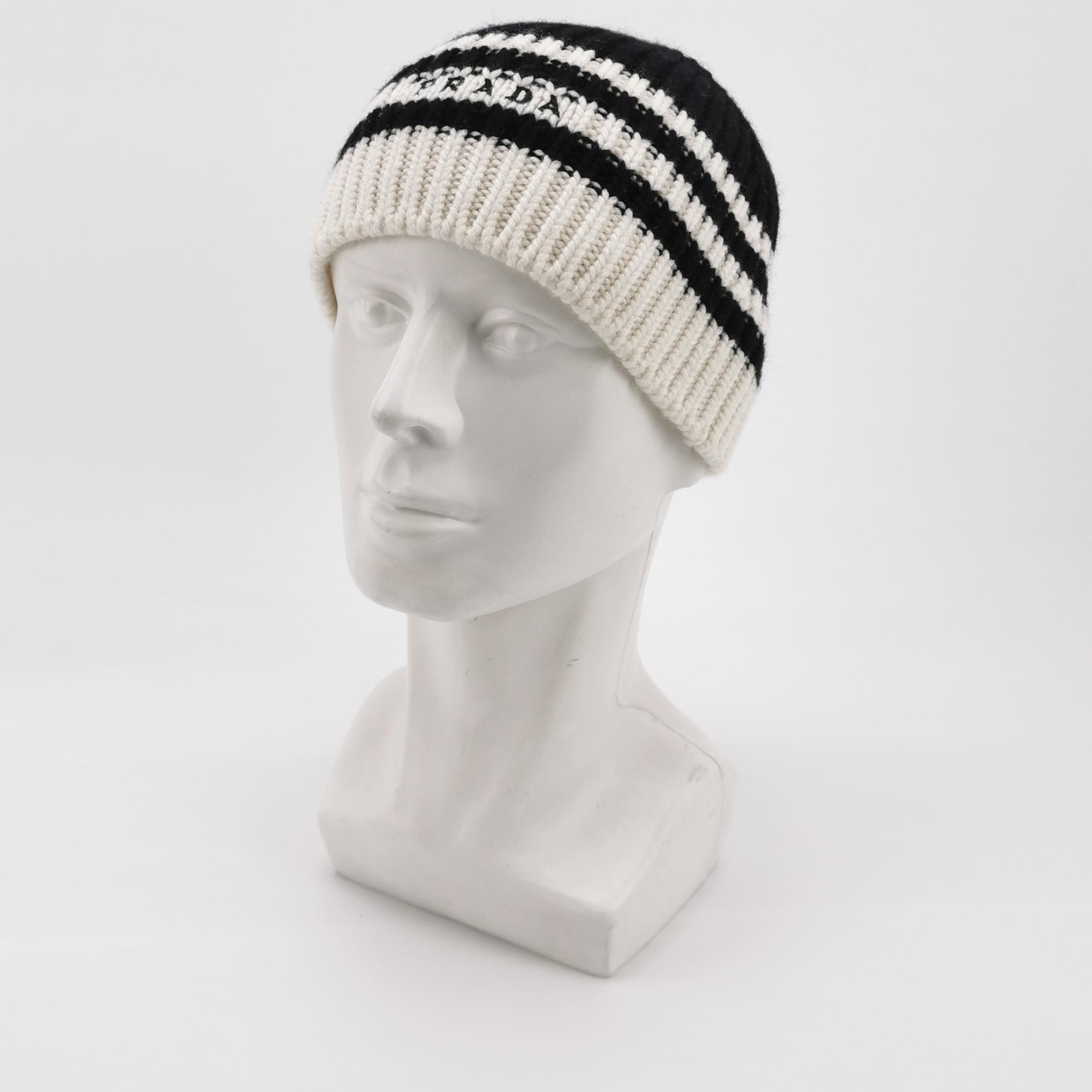Prada Prada Striped Logo Cashmere Beanie Size S Size ONE SIZE - 2 Thumbnail
