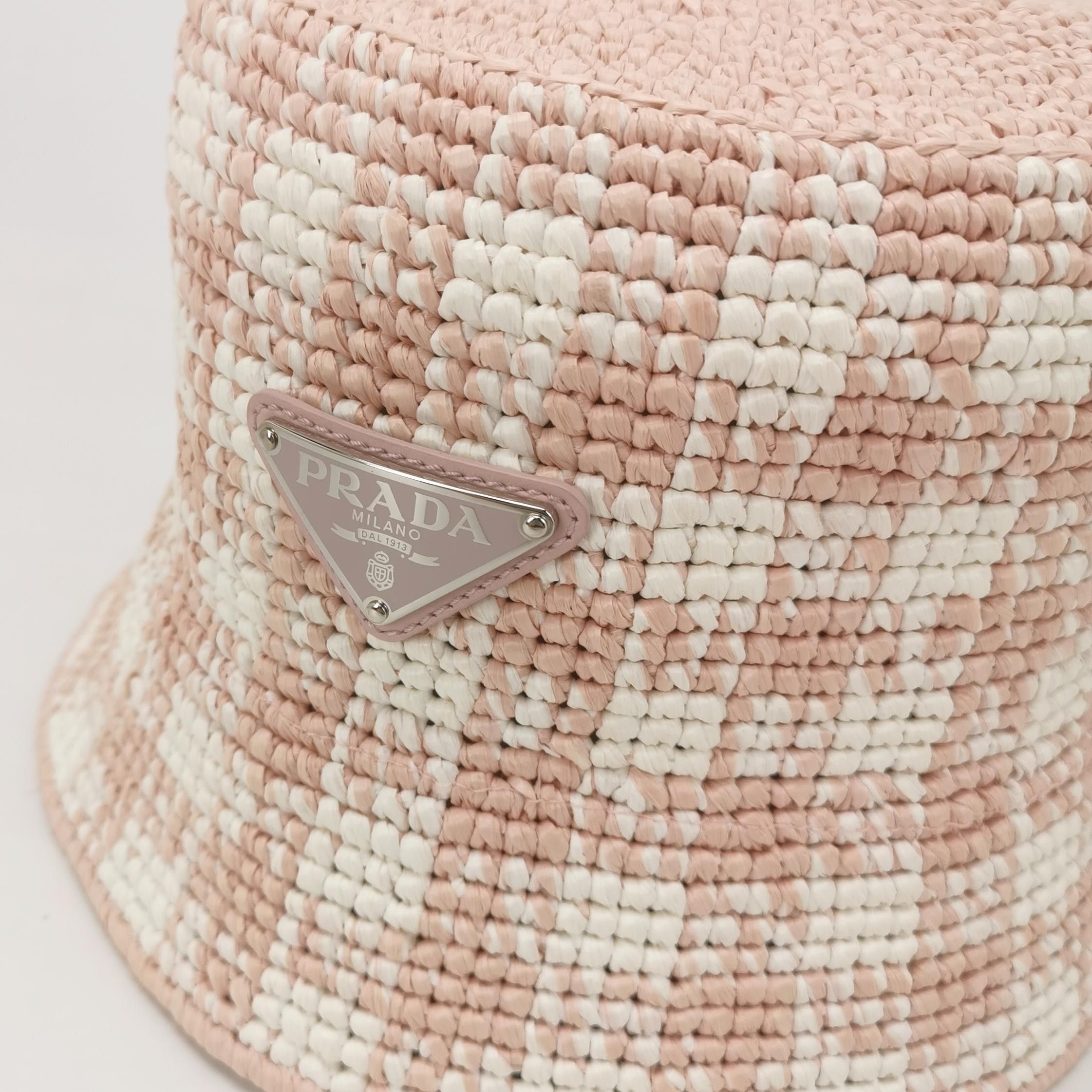 Prada Prada Gingham Raffia Bucket Hat Size M Size ONE SIZE - 4 Thumbnail