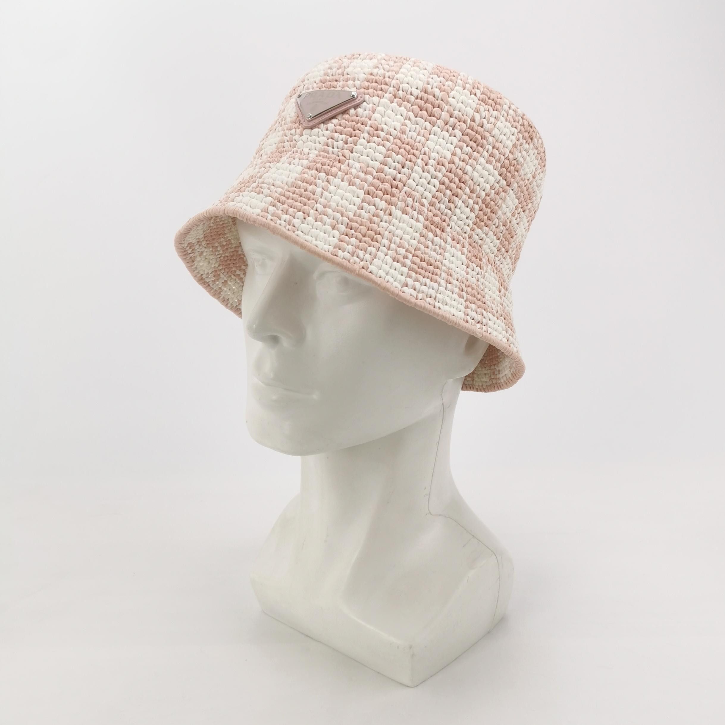 Prada Prada Gingham Raffia Bucket Hat Size M Size ONE SIZE - 2 Thumbnail