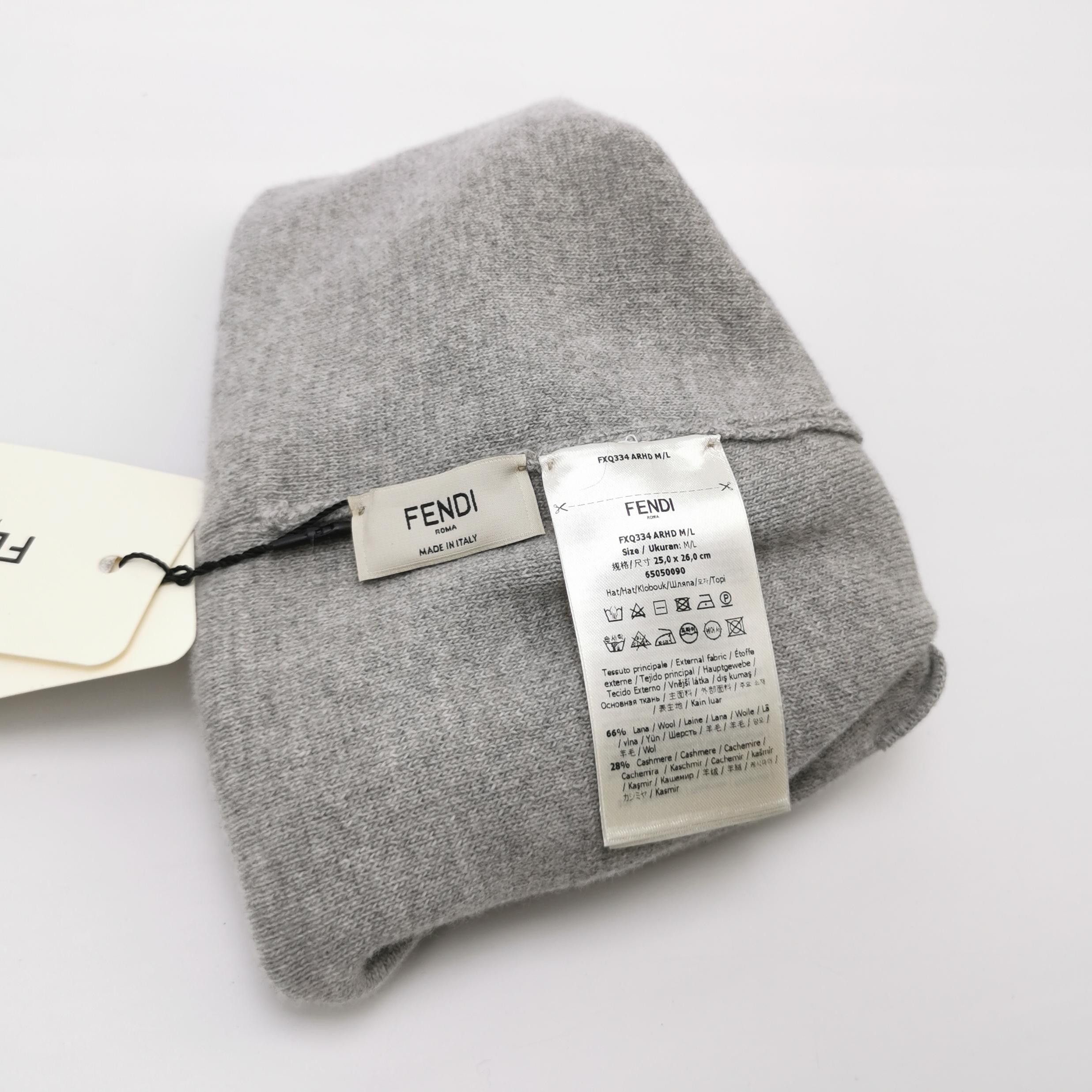 Fendi Fendi Logo Wool Cashmere Beanie ONE SIZE Size ONE SIZE - 5 Thumbnail