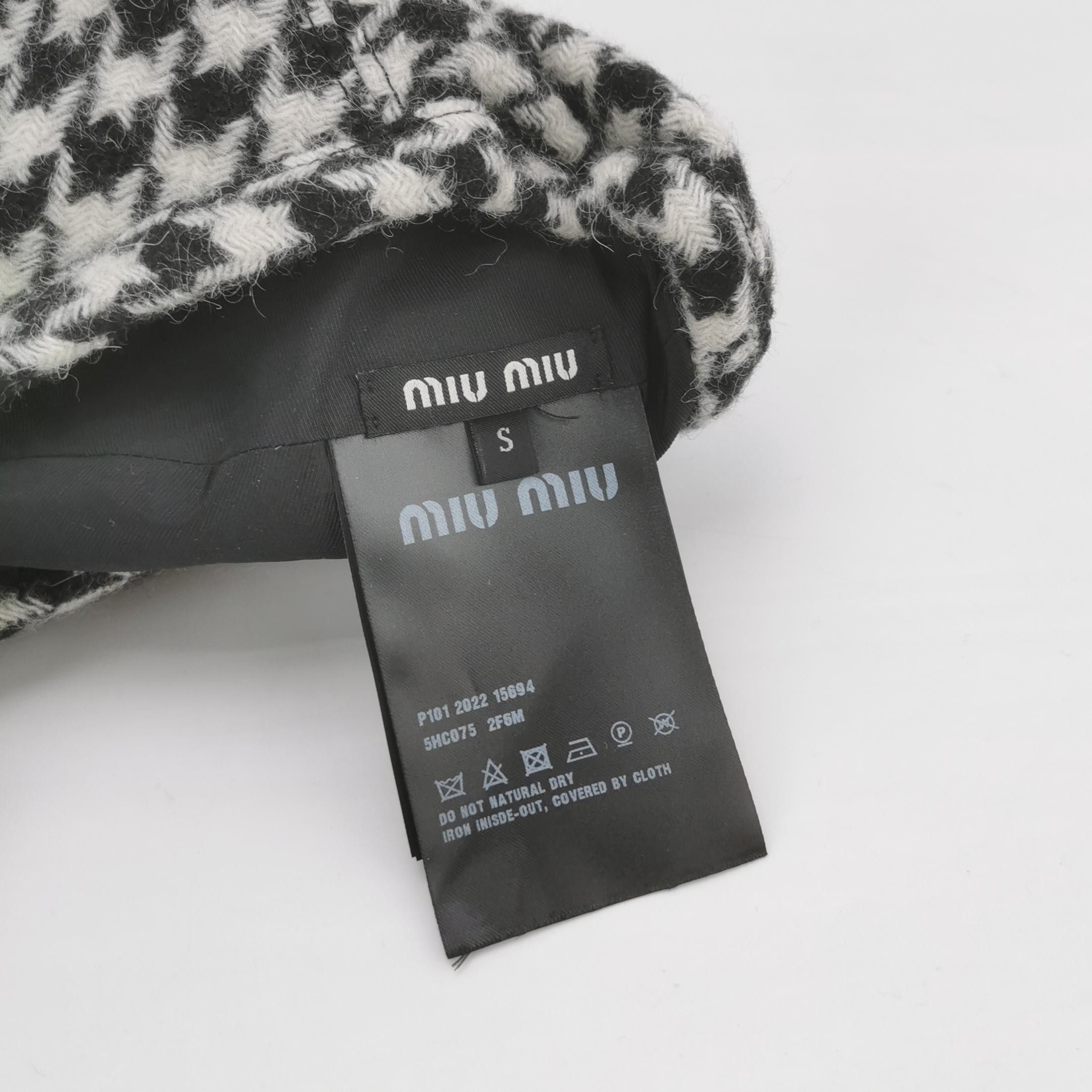 Miu Miu Miu Miu Houndstooth Beret Size S Size ONE SIZE - 4 Thumbnail