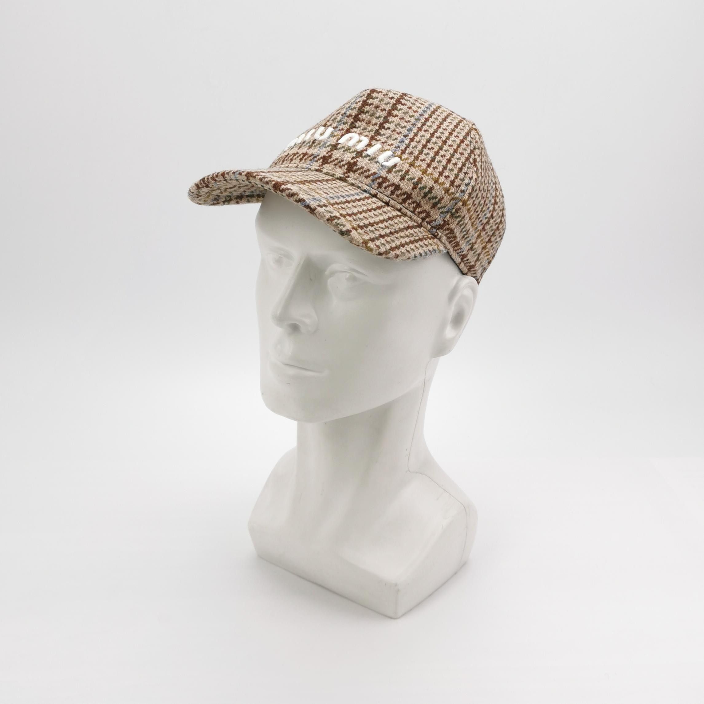 Miu Miu Miu Miu Plaid Wool Baseball Cap Size S Size ONE SIZE - 2 Thumbnail
