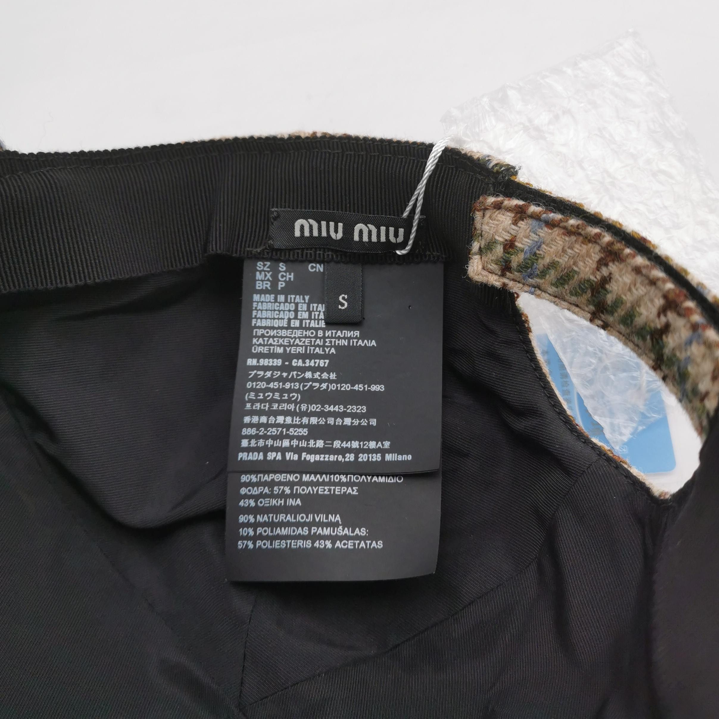 Miu Miu Miu Miu Plaid Wool Baseball Cap Size S Size ONE SIZE - 4 Thumbnail