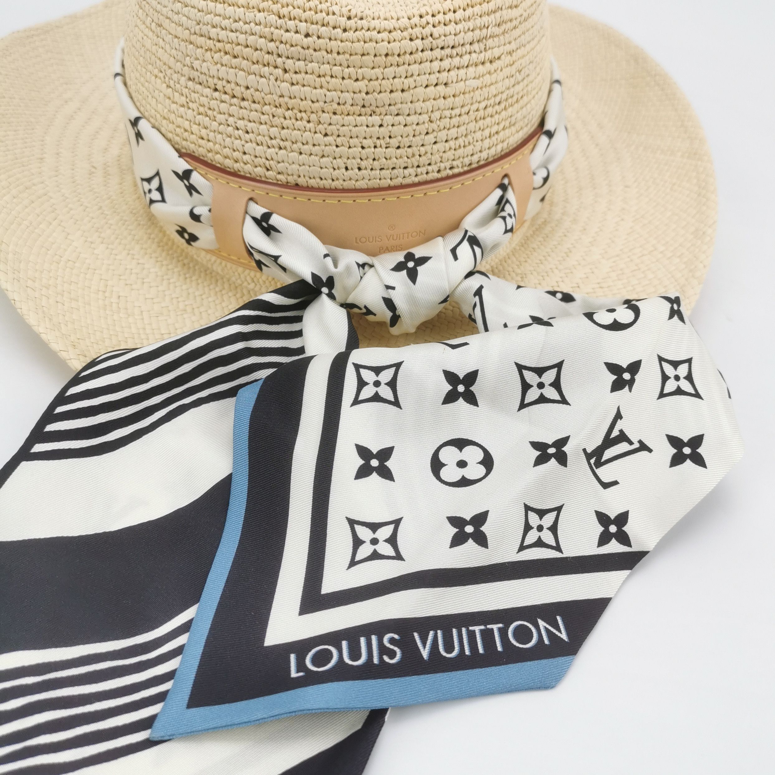 Louis Vuitton Louis Vuitton Monogram Silk Scarf Straw Hat One Size Size ONE SIZE - 4 Thumbnail
