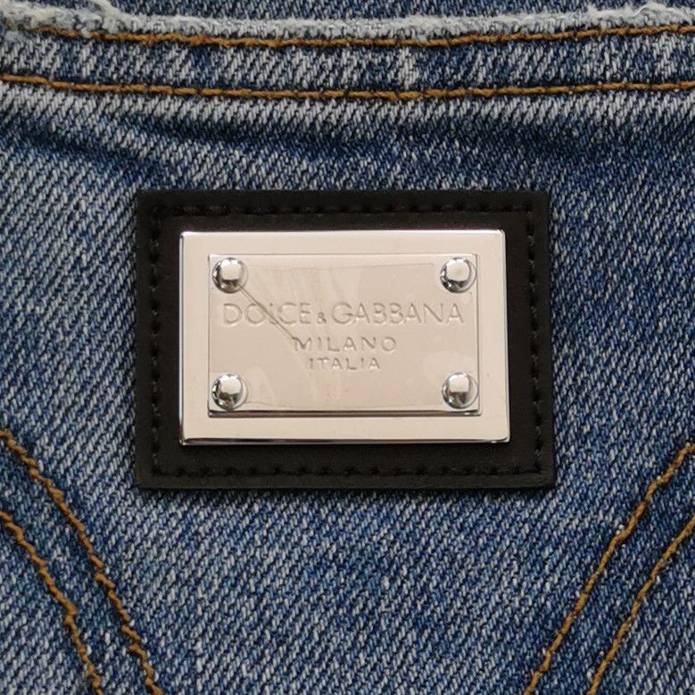 Dolce & Gabbana Dolce&Gabbana Logo Plaque Denim Mini Skirt Size IT 42 Size 28" / US 6 / IT 42 - 3 Thumbnail