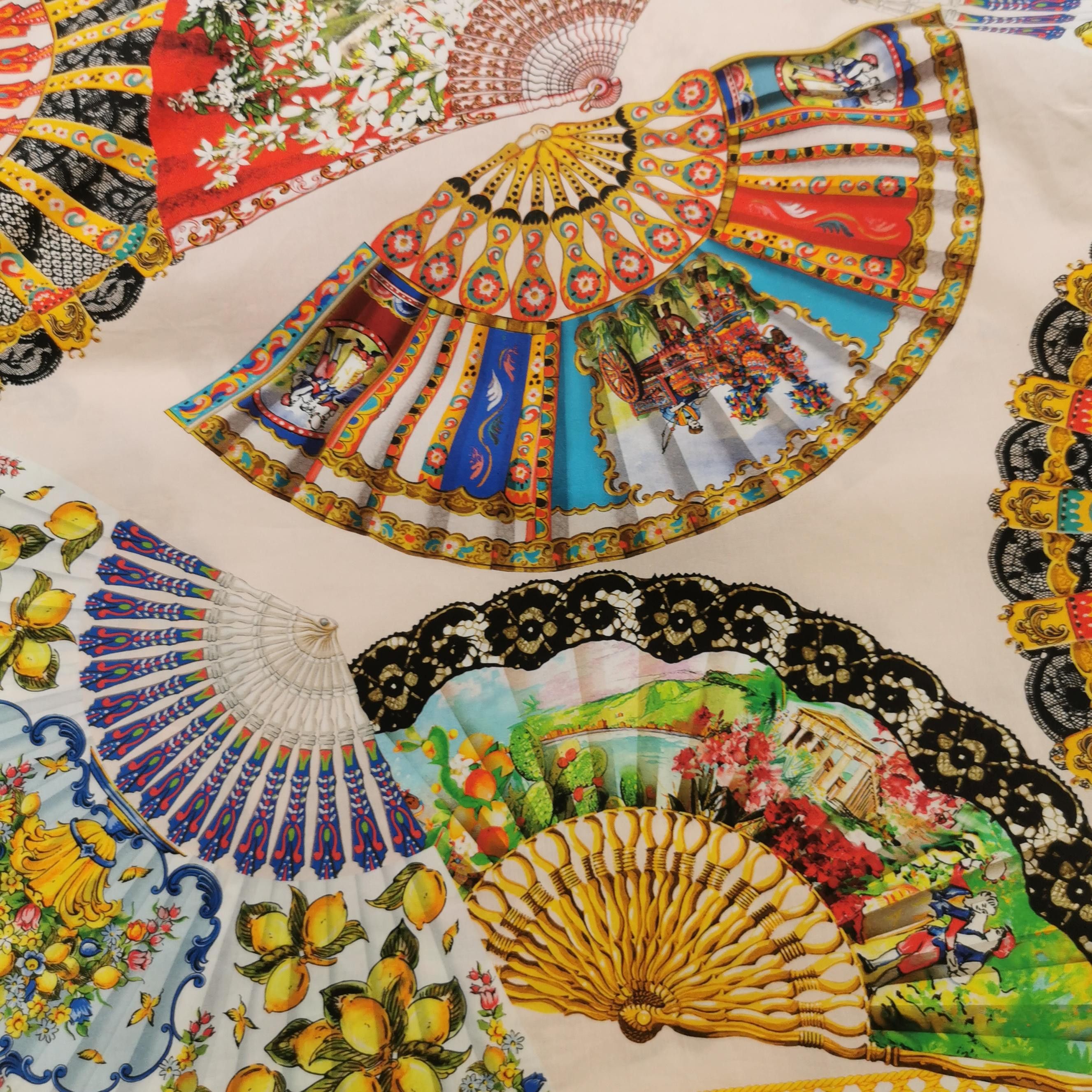 Dolce & Gabbana Dolce & Gabbana Fan Print Short Sleeve Top Size 46 Size US S / EU 44-46 / 1 - 3 Thumbnail