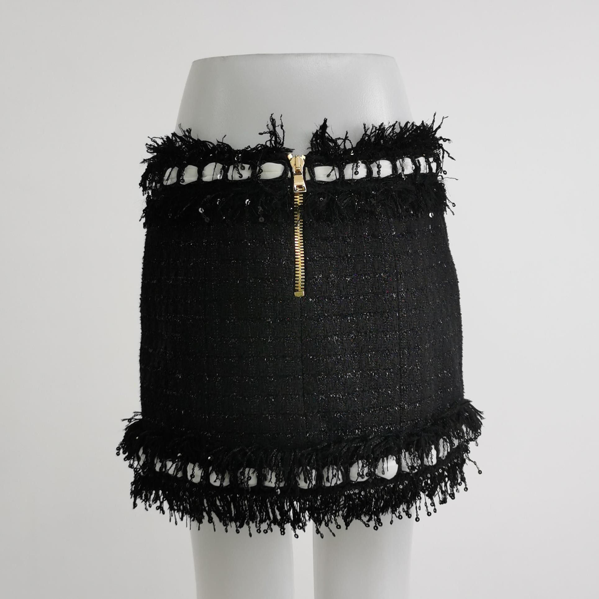 Balmain Balmain Fringe Tweed Mini Skirt Size 36 Size 26" / US 2 / IT 38 - 2 Thumbnail