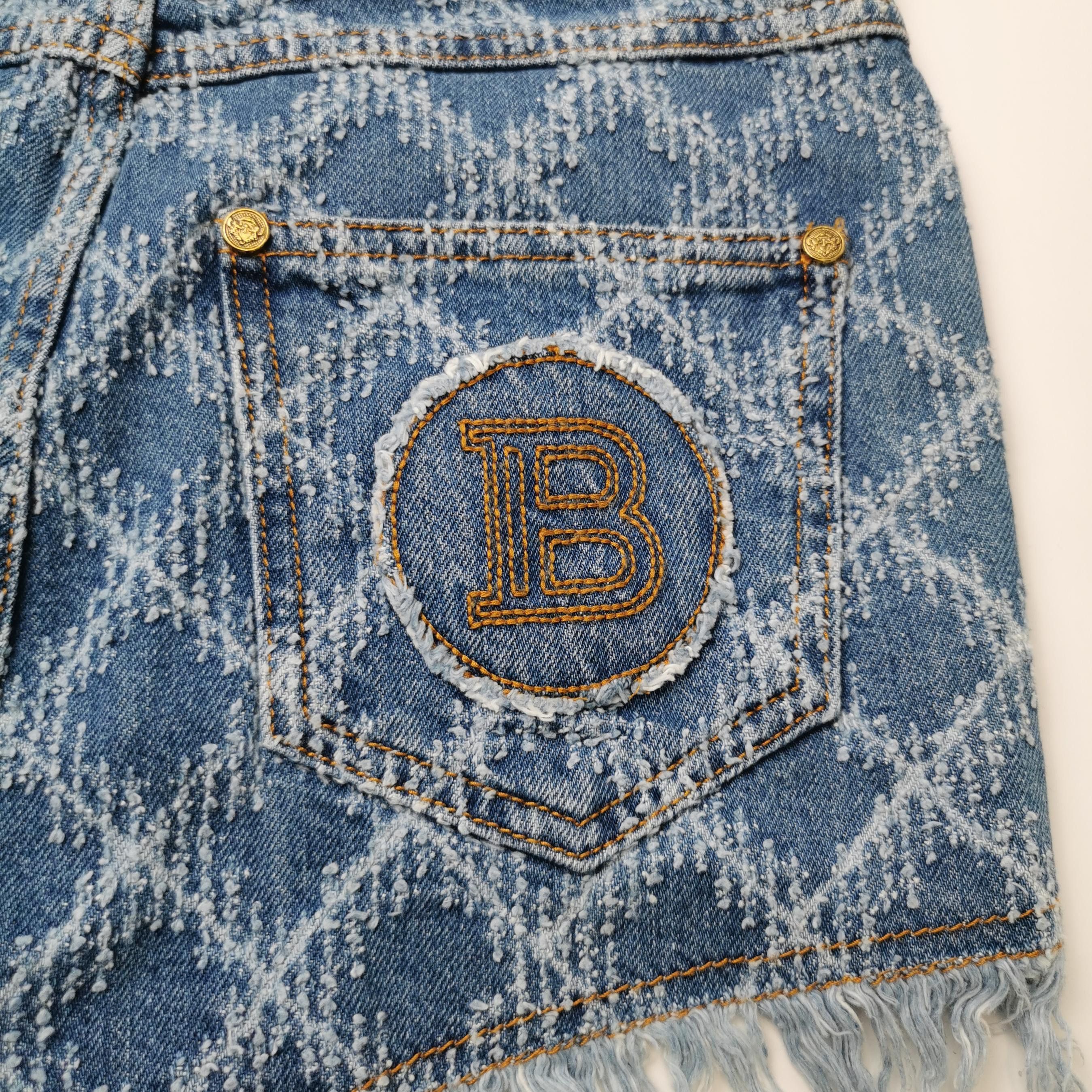 Balmain Balmain Monogram Denim Shorts Size 36 Size 26" / US 2 / IT 38 - 3 Thumbnail