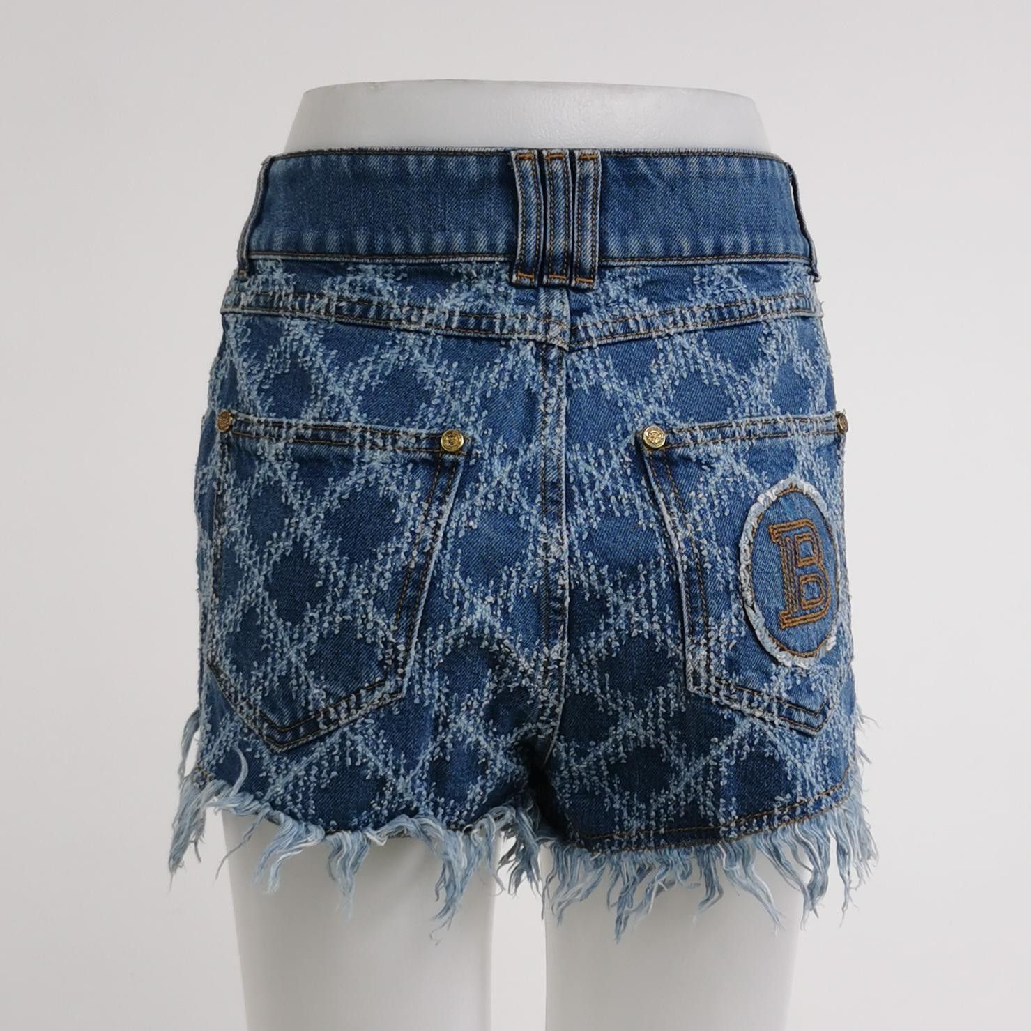 Balmain Balmain Monogram Denim Shorts Size 36 Size 26" / US 2 / IT 38 - 2 Thumbnail