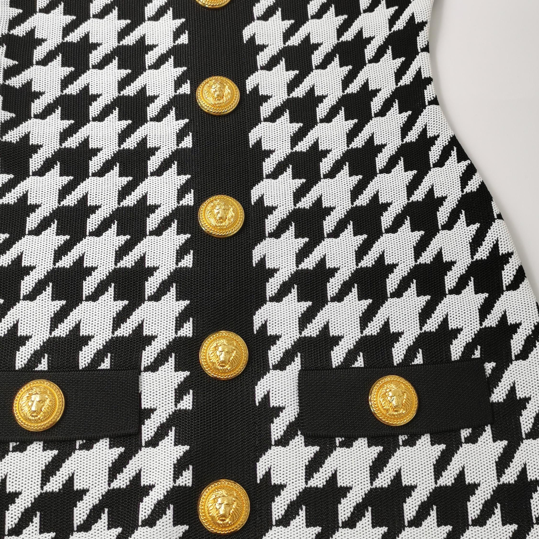 Balmain Balmain Houndstooth Button Mini Dress Size 38 Size S / US 4 / IT 40 - 3 Thumbnail