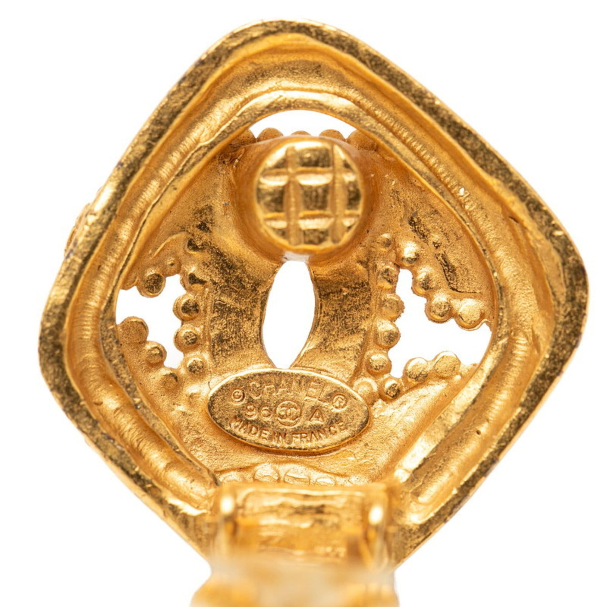 Chanel Chanel Coco Mark Logo Earrings, 96A Engraving, Vintage Gold Plated, Women's CHANEL Size ONE SIZE - 3 Thumbnail