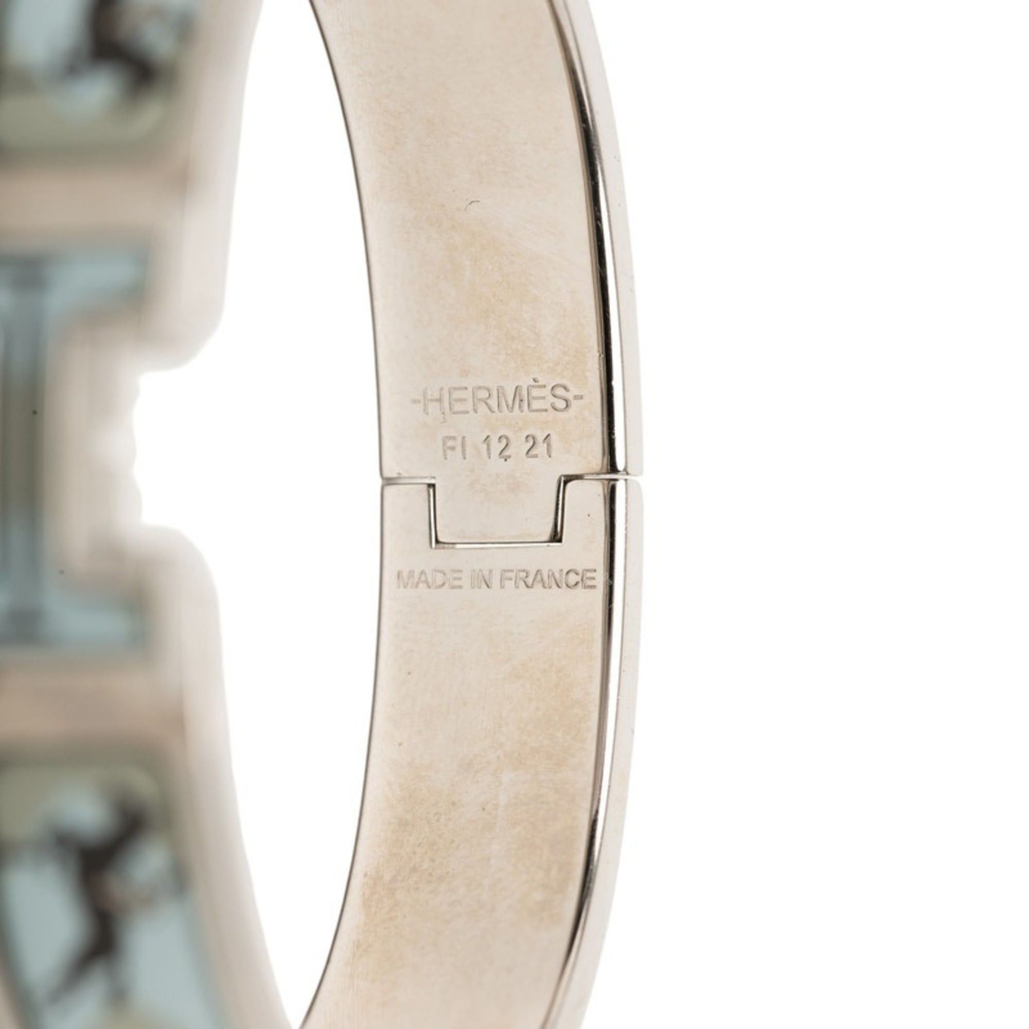 Hermes Hermes Clic Clac PM H Horse Bangle Beige Silver Blue Metal Enamel Women's HERMES Size ONE SIZE - 4 Thumbnail