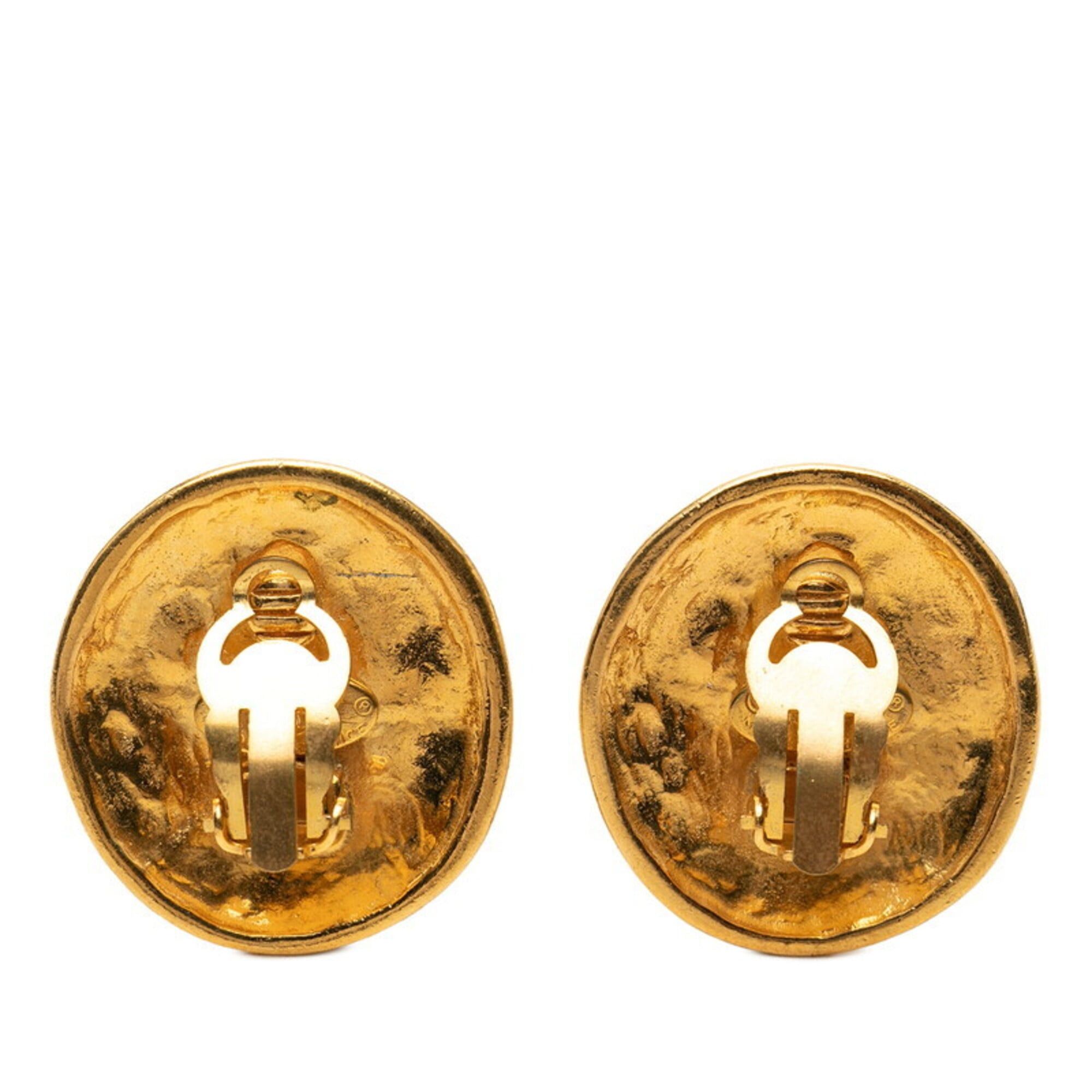 Chanel Chanel Coco Mark Round Earrings, 93P Engraving, Vintage Gold Plated, Women's CHANEL Size ONE SIZE - 2 Thumbnail