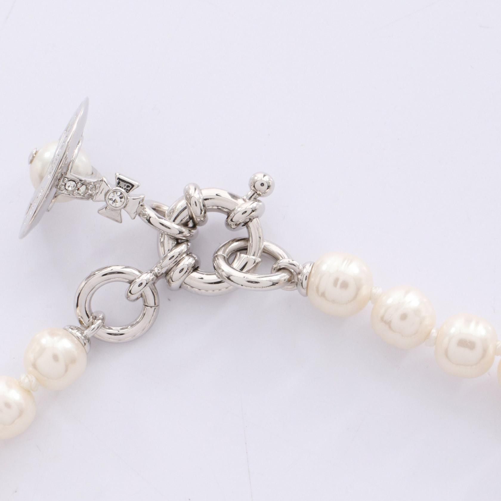 Vivienne Westwood Vivienne Westwood Vivienne Westwood ALEKSA Stainless Steel Fake Pearl Rhinestone Bracelet Metal Bracelet 6102023V02P543 DUTY FREE for USA Size ONE SIZE - 3 Thumbnail