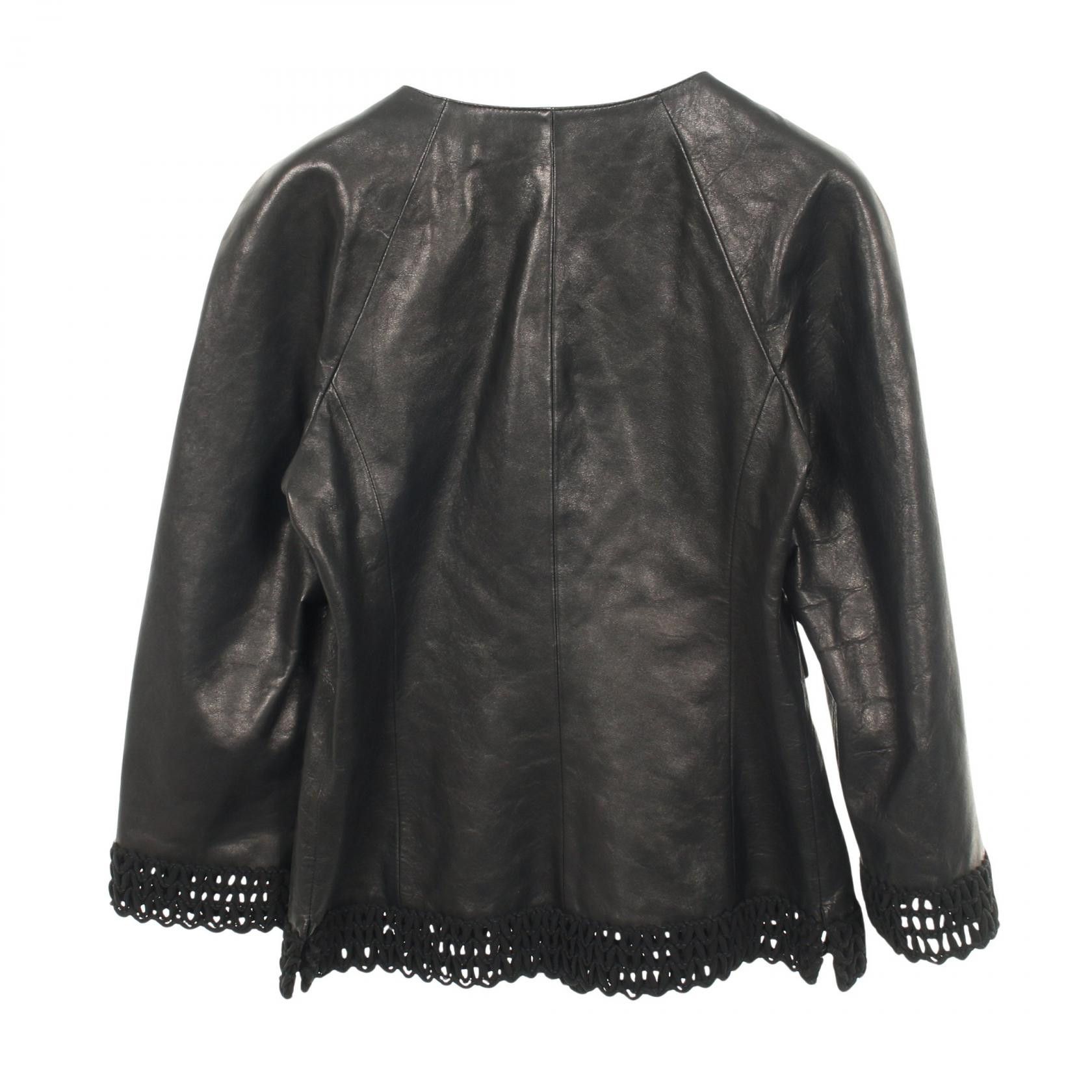 Chanel Chanel Chanel Openwork Border Lambskin Jacket Leather Outerwear P57938C00280 DUTY FREE for USA Size ONE SIZE - 2 Thumbnail