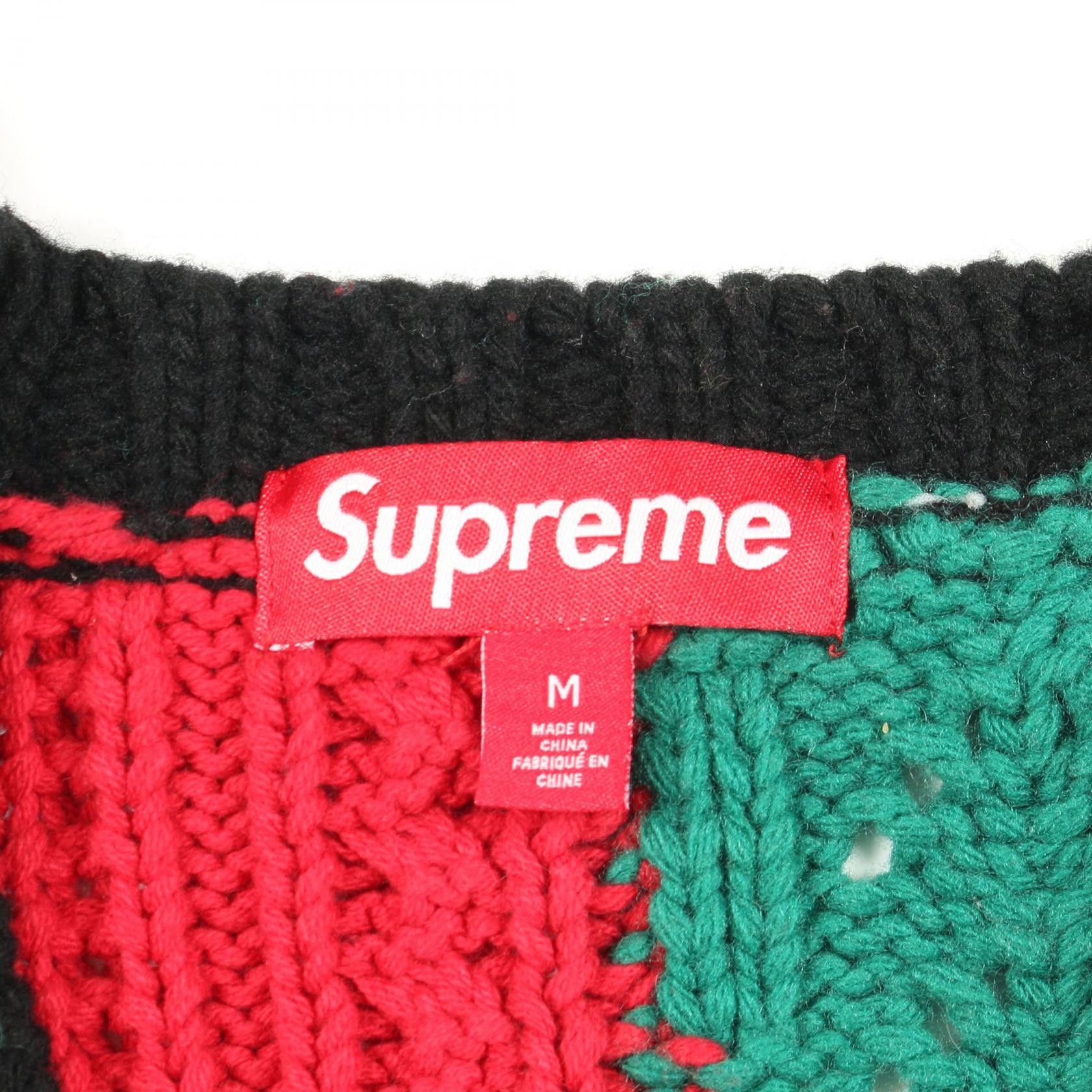 Supreme Supreme Supreme Patchwork Cable Knit Cotton Cardigan Textile Tops DUTY FREE for USA Size ONE SIZE - 3 Thumbnail