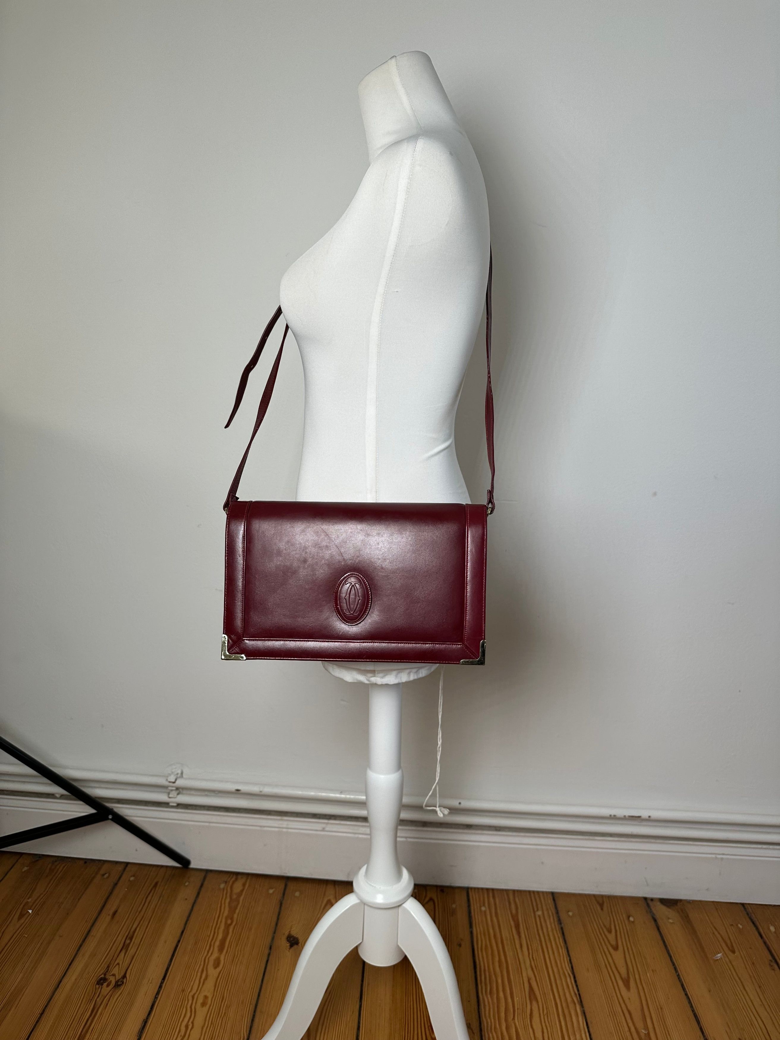 Cartier Vintage Must de Shoulder Bag Leather Bordeaux Size ONE SIZE - 4 Thumbnail