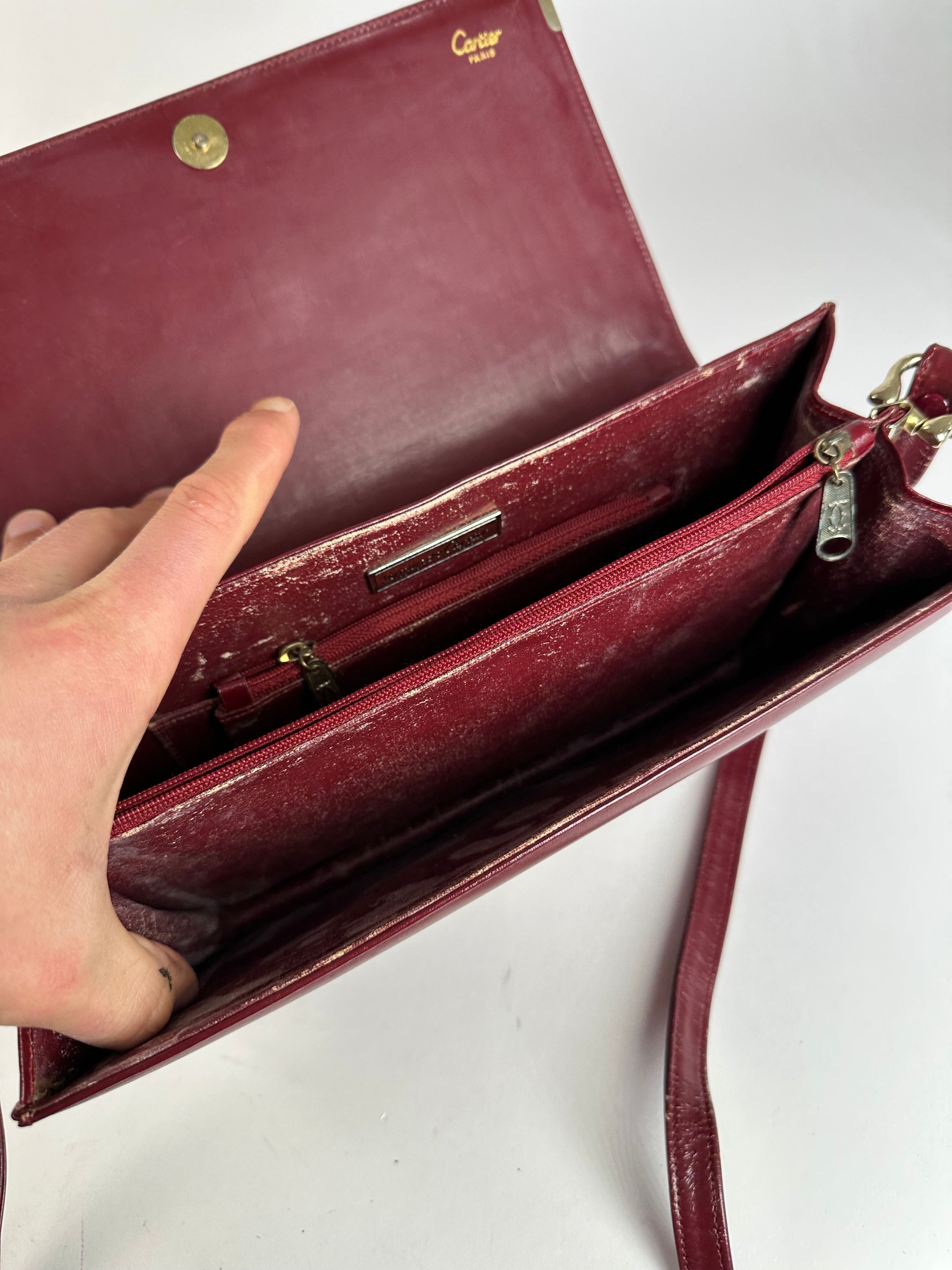 Cartier Vintage Must de Shoulder Bag Leather Bordeaux Size ONE SIZE - 3 Thumbnail