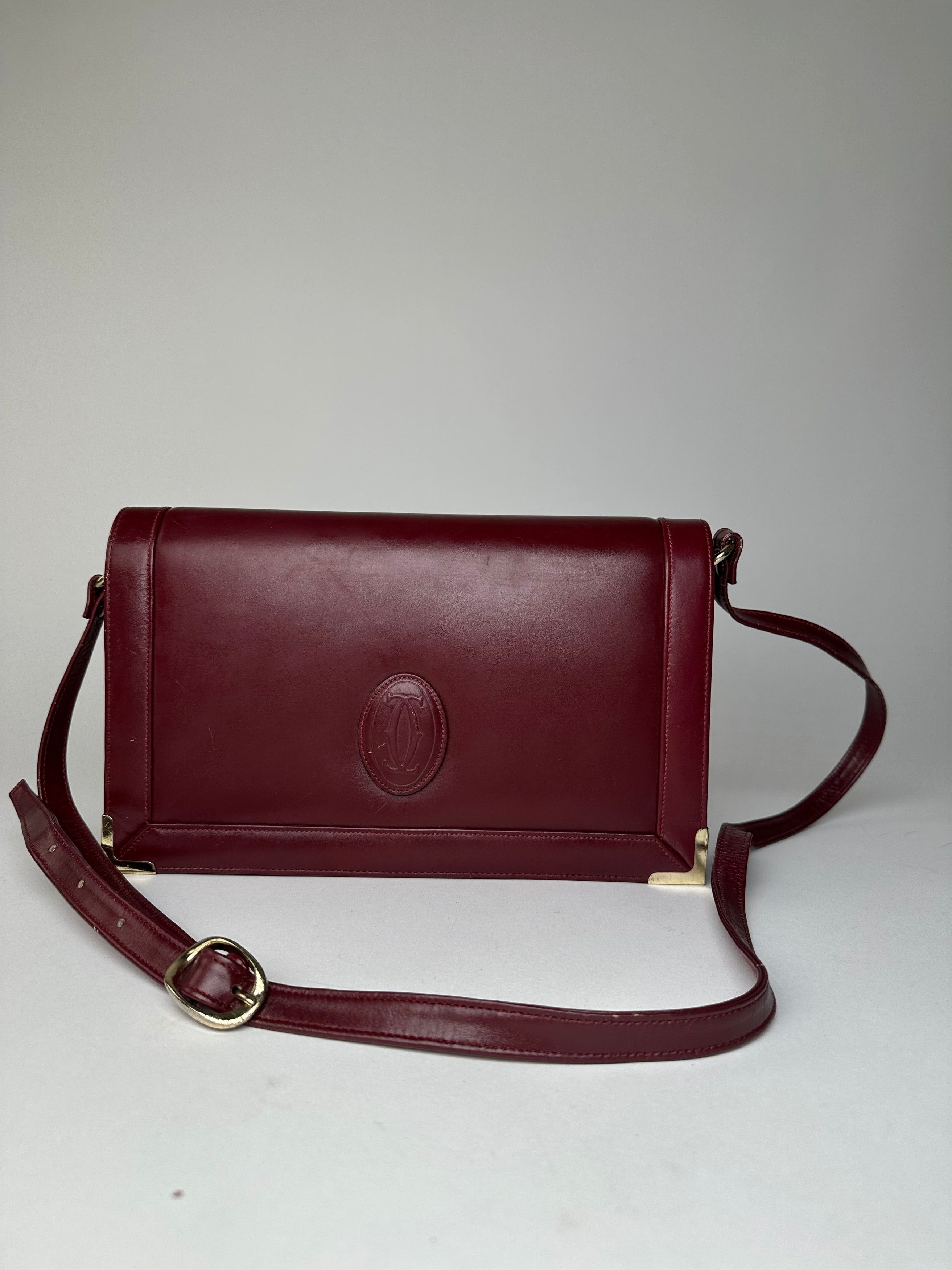 Cartier Vintage Must de Shoulder Bag Leather Bordeaux Size ONE SIZE - 8 Thumbnail