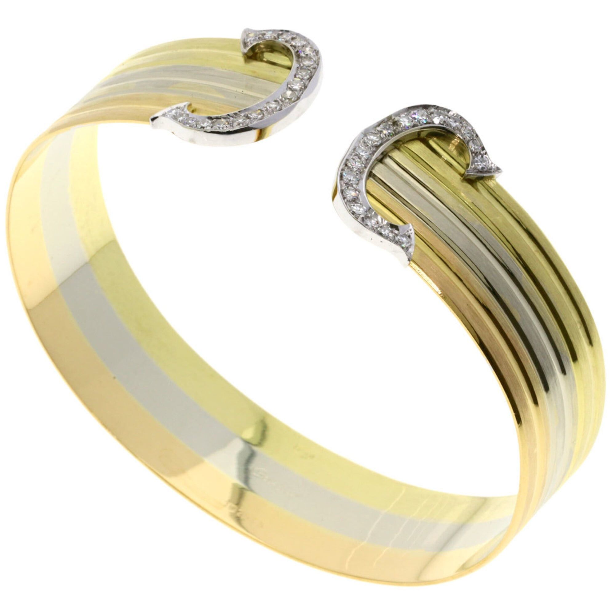 Cartier Cartier Vintage 2C Large Diamond Bracelet from the 1970s-1980s in 18K Yellow Gold/18KPG/18KWG for Women Size ONE SIZE - 2 Thumbnail