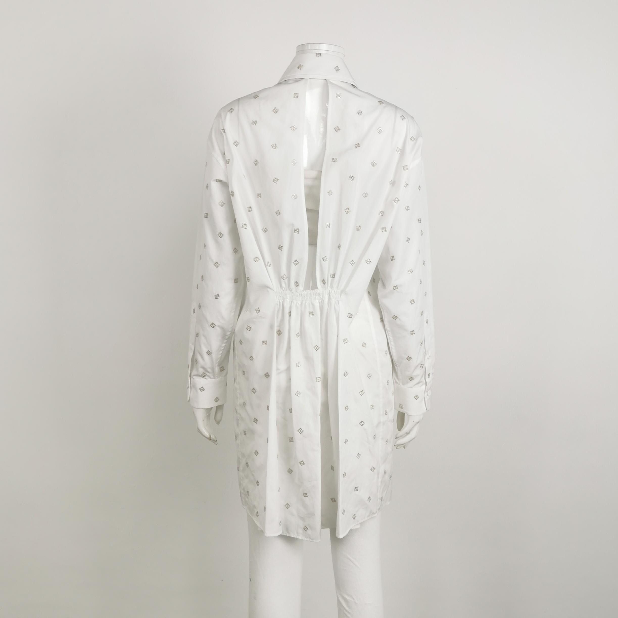 Fendi Fendi Logo Embroidered Shirt Dress IT 38 Size XS / US 0-2 / IT 36-38 - 2 Thumbnail