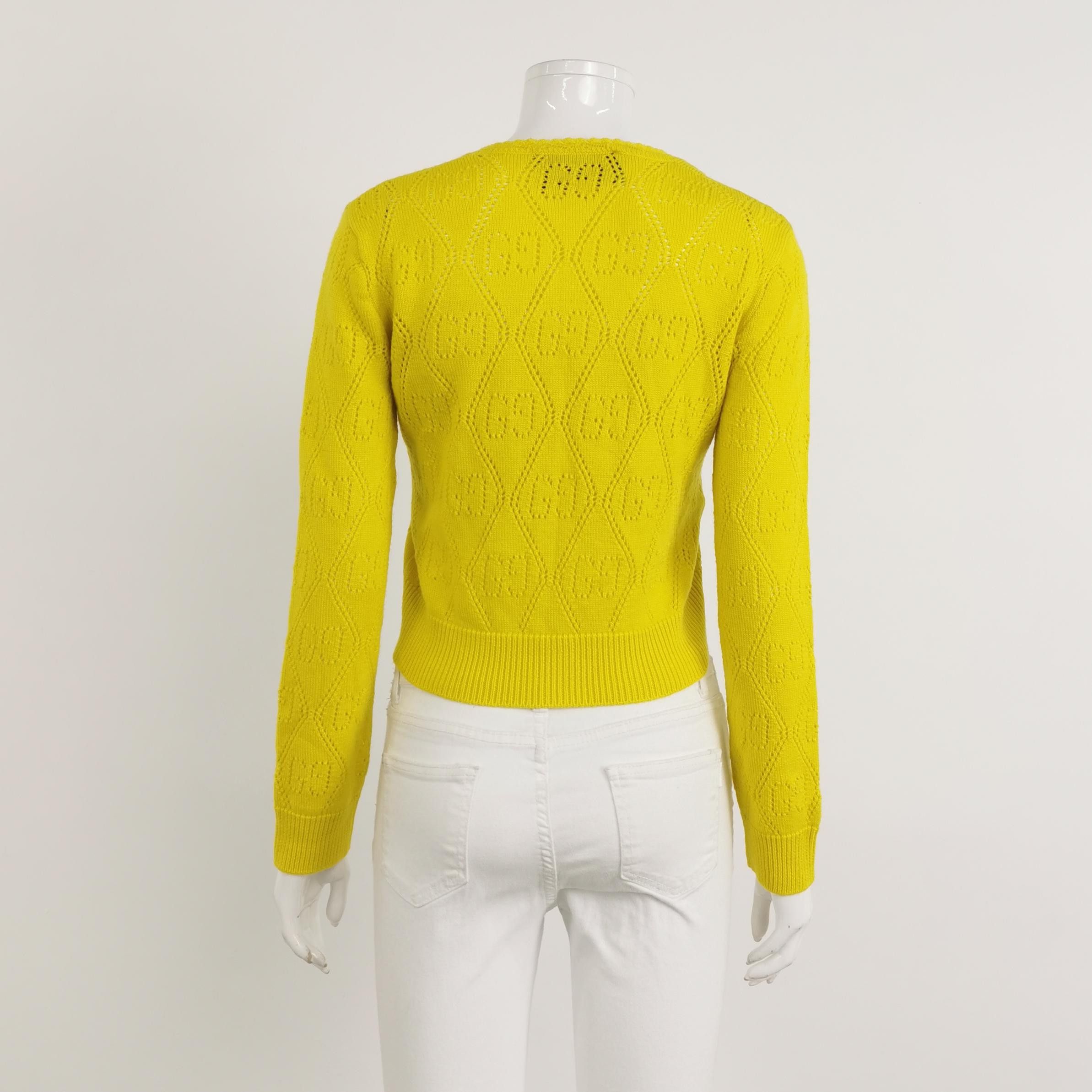 Gucci Gucci Yellow Wool Logo Sweater XS Size XS / US 0-2 / IT 36-38 - 2 Thumbnail