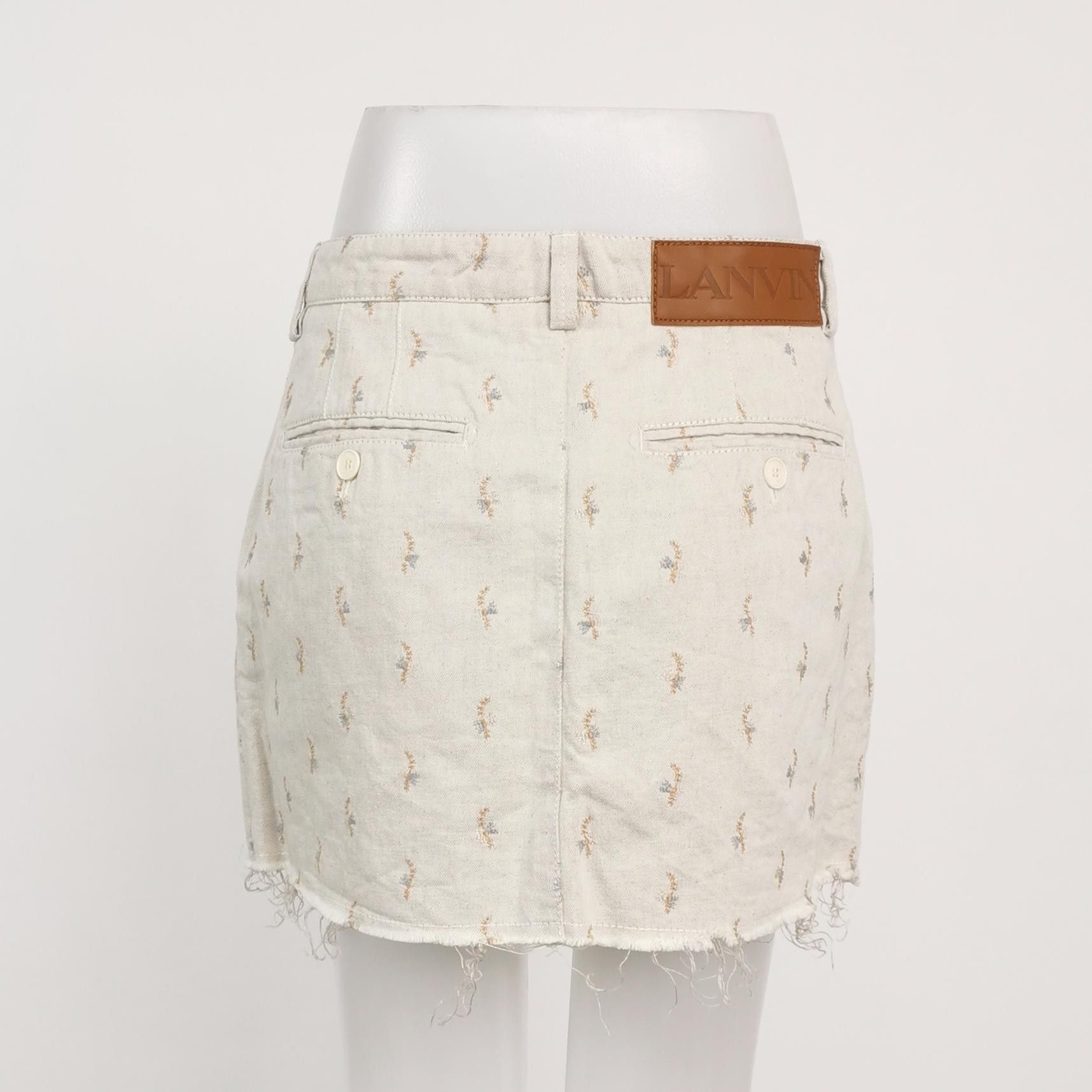 Lanvin Lanvin Embroidered Cotton Linen Skirt Size 40 Size 27" / US 4 / IT 40 - 2 Thumbnail