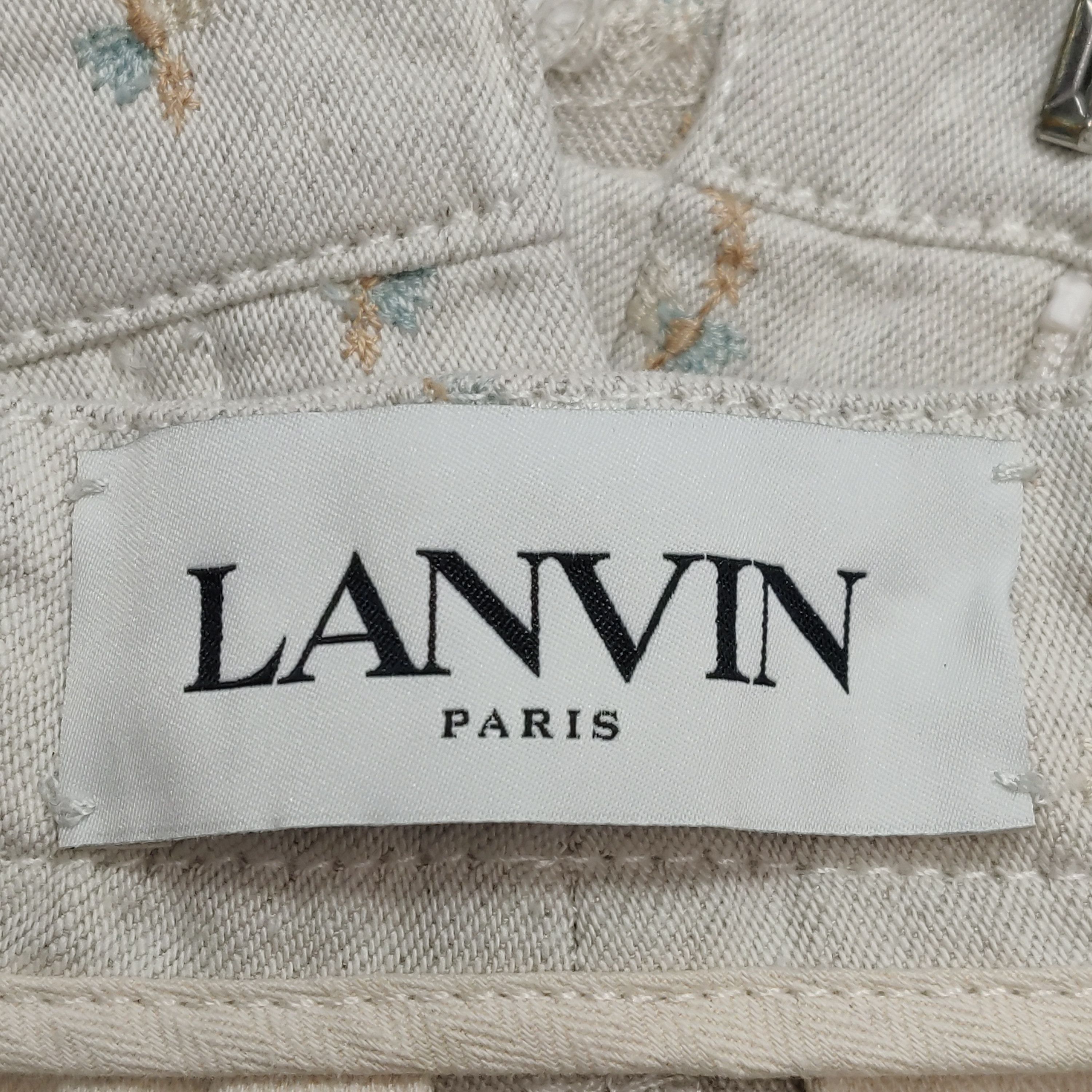 Lanvin Lanvin Embroidered Cotton Linen Skirt Size 40 Size 27" / US 4 / IT 40 - 5 Thumbnail