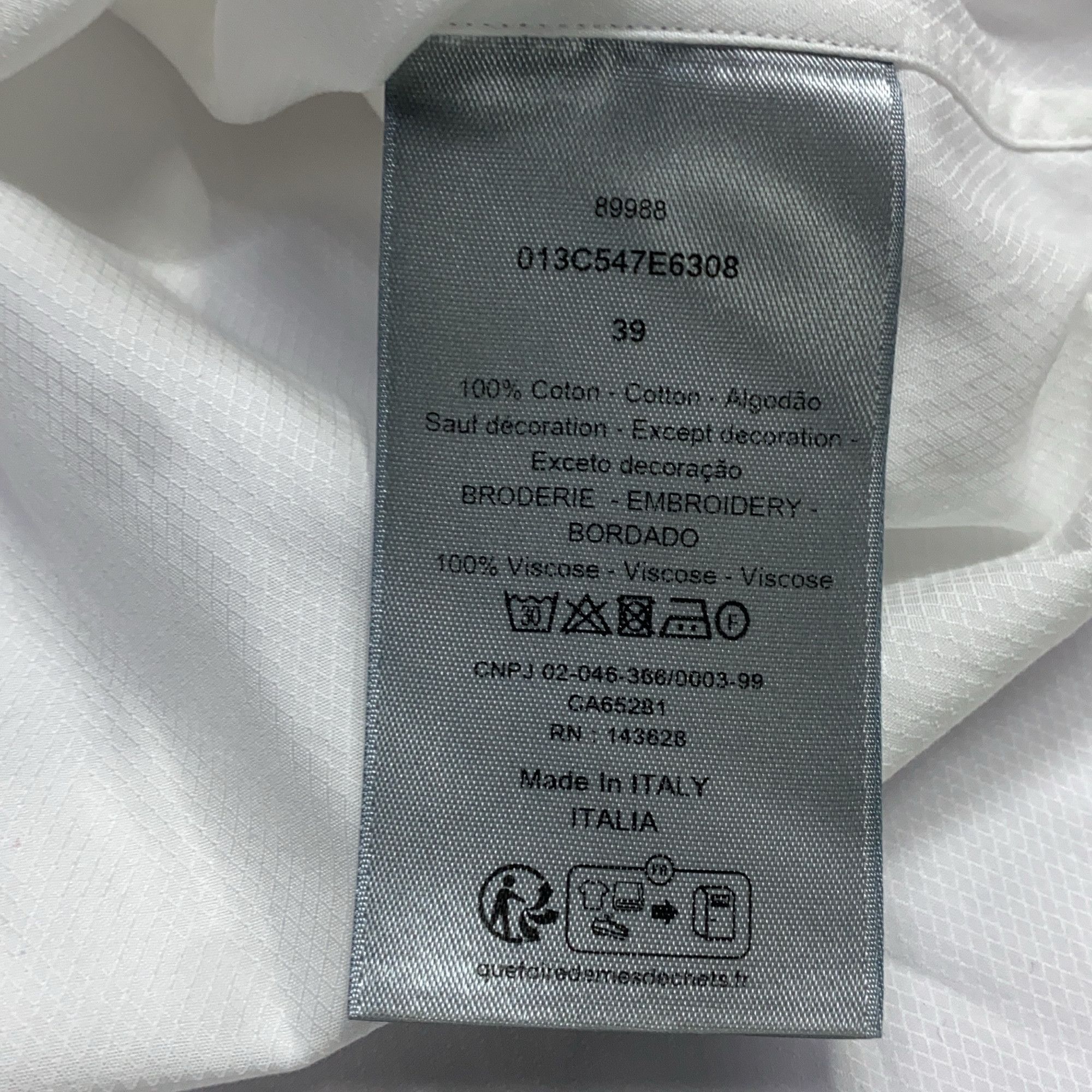 Dior Dior White Cotton Button Up Shirt Size 39 Size US M / EU 48-50 / 2 - 4 Thumbnail