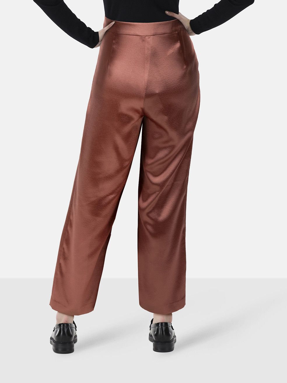 Cinq a Sept Copper Satin Straight Trousers Size 27" / US 4 / IT 40 - 2 Thumbnail