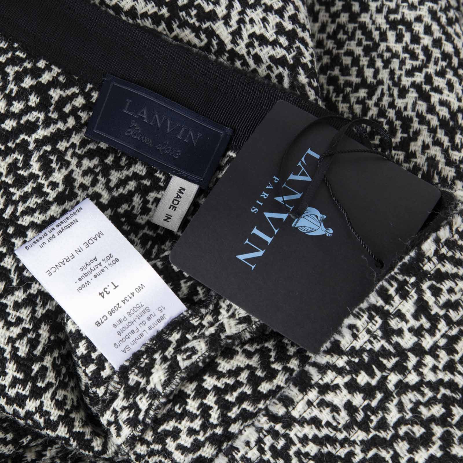 Lanvin Black & White Wool Flared Skirt Size 26" / US 2 / IT 38 - 6 Thumbnail