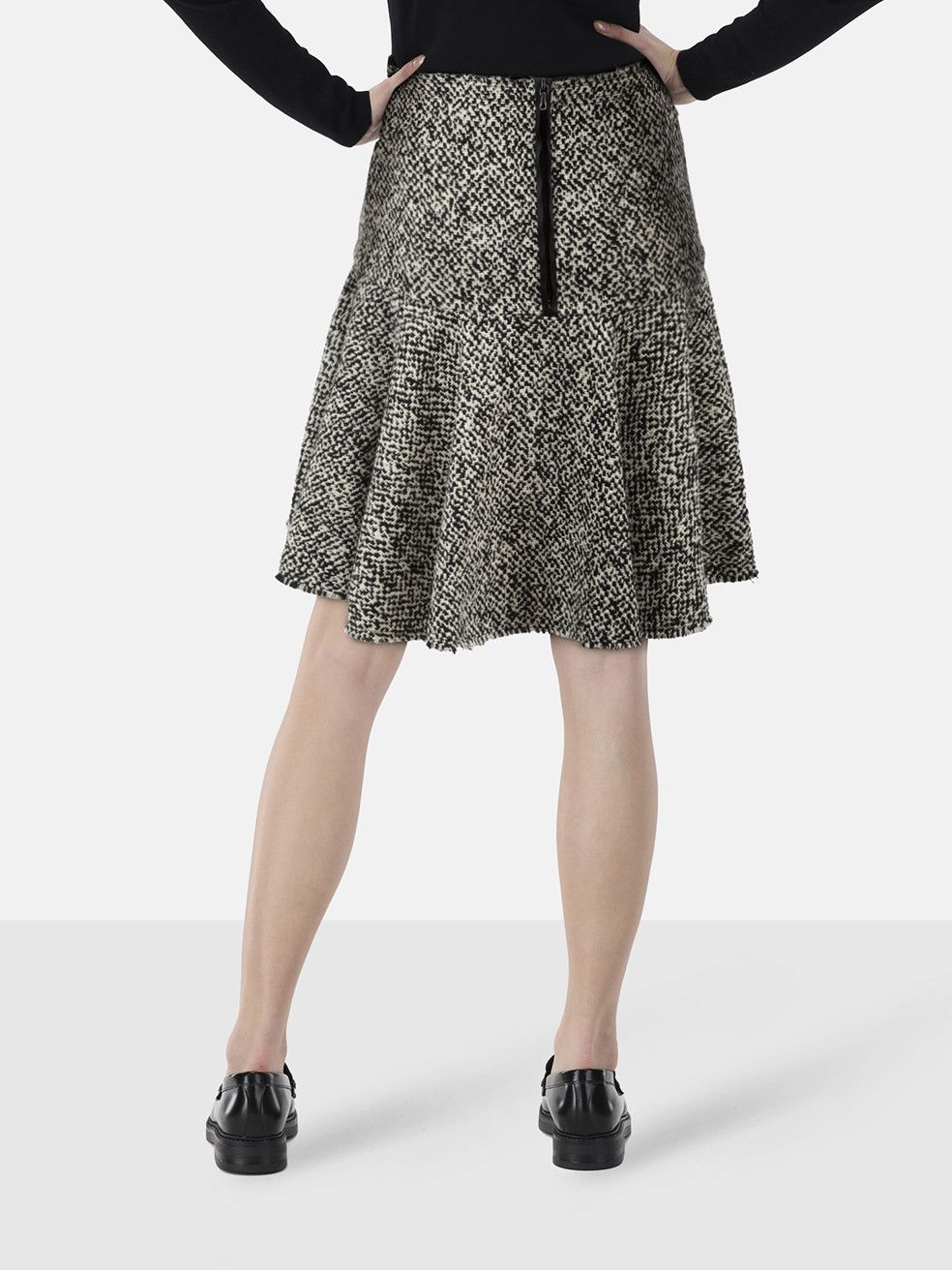 Lanvin Black & White Wool Flared Skirt Size 26" / US 2 / IT 38 - 2 Thumbnail