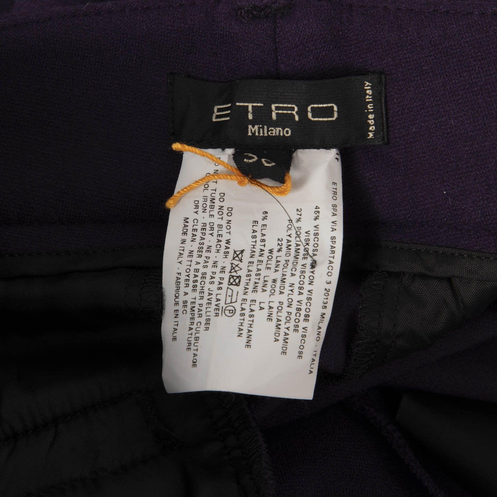 Etro Purple Mid Rise Slim Trousers Size 26" / US 2 / IT 38 - 4 Thumbnail