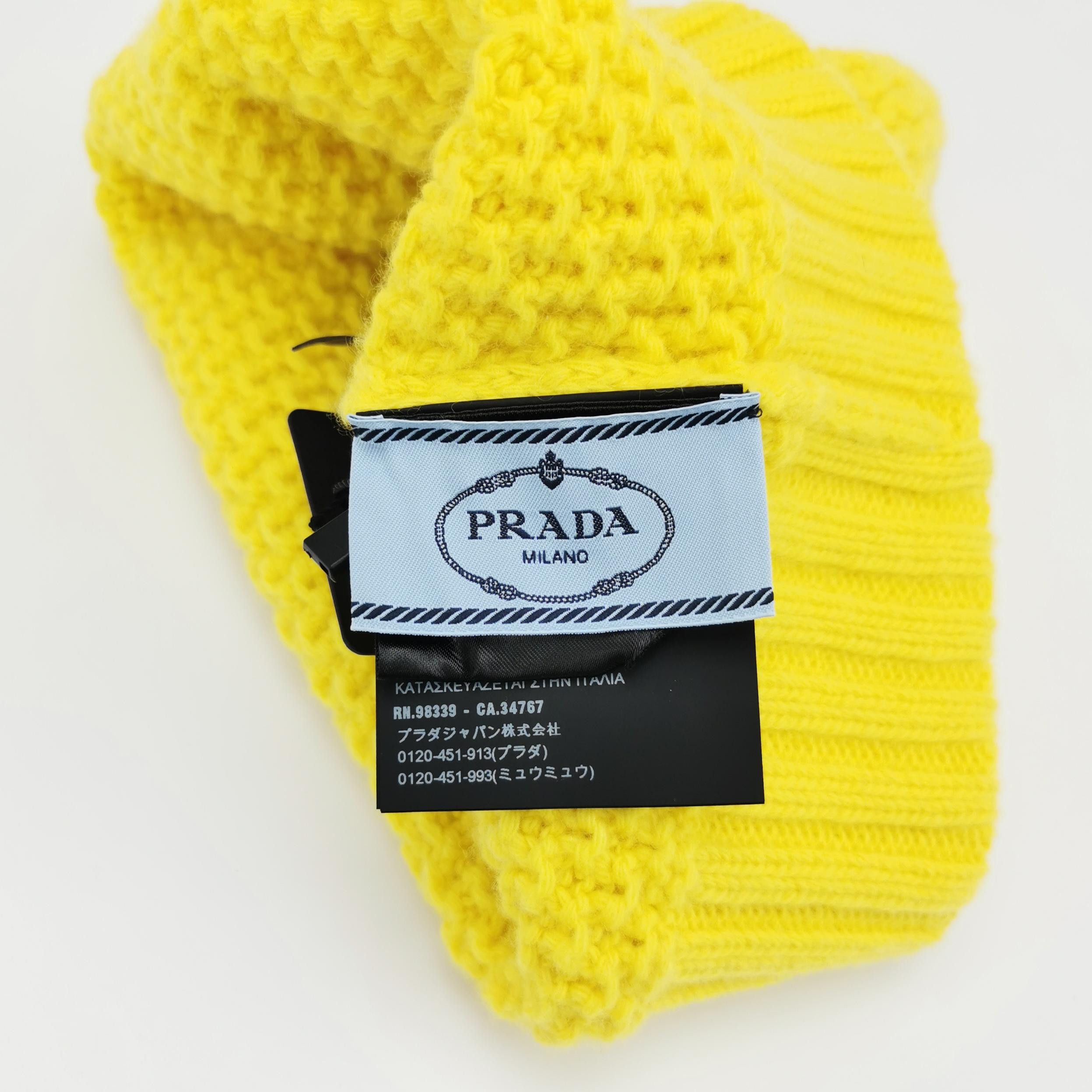 Prada Prada Yellow Knit Beanie ONE SIZE Size ONE SIZE - 4 Thumbnail