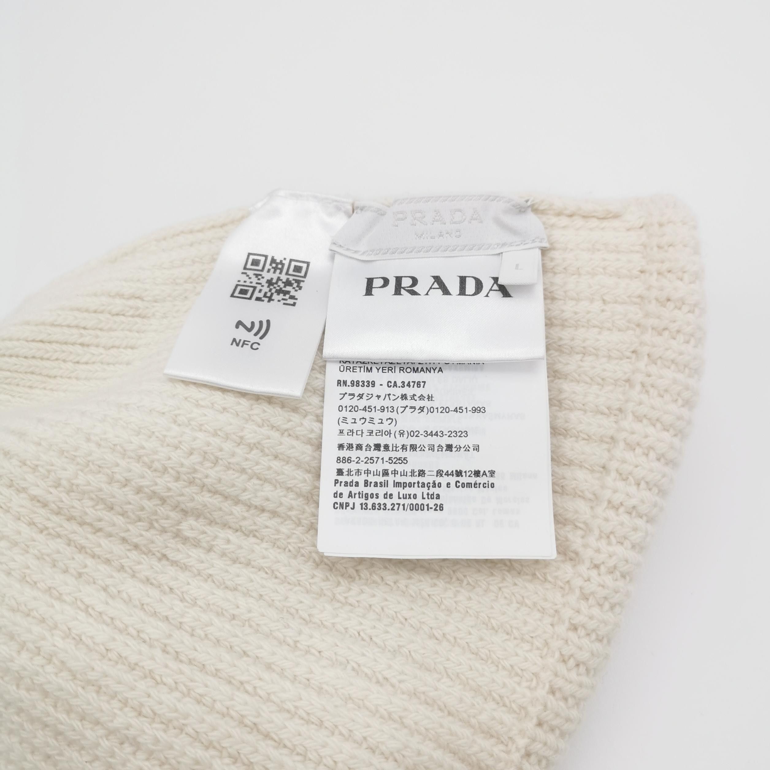 Prada Prada Triangle Logo Wool Cashmere Beanie Size L Size ONE SIZE - 5 Thumbnail